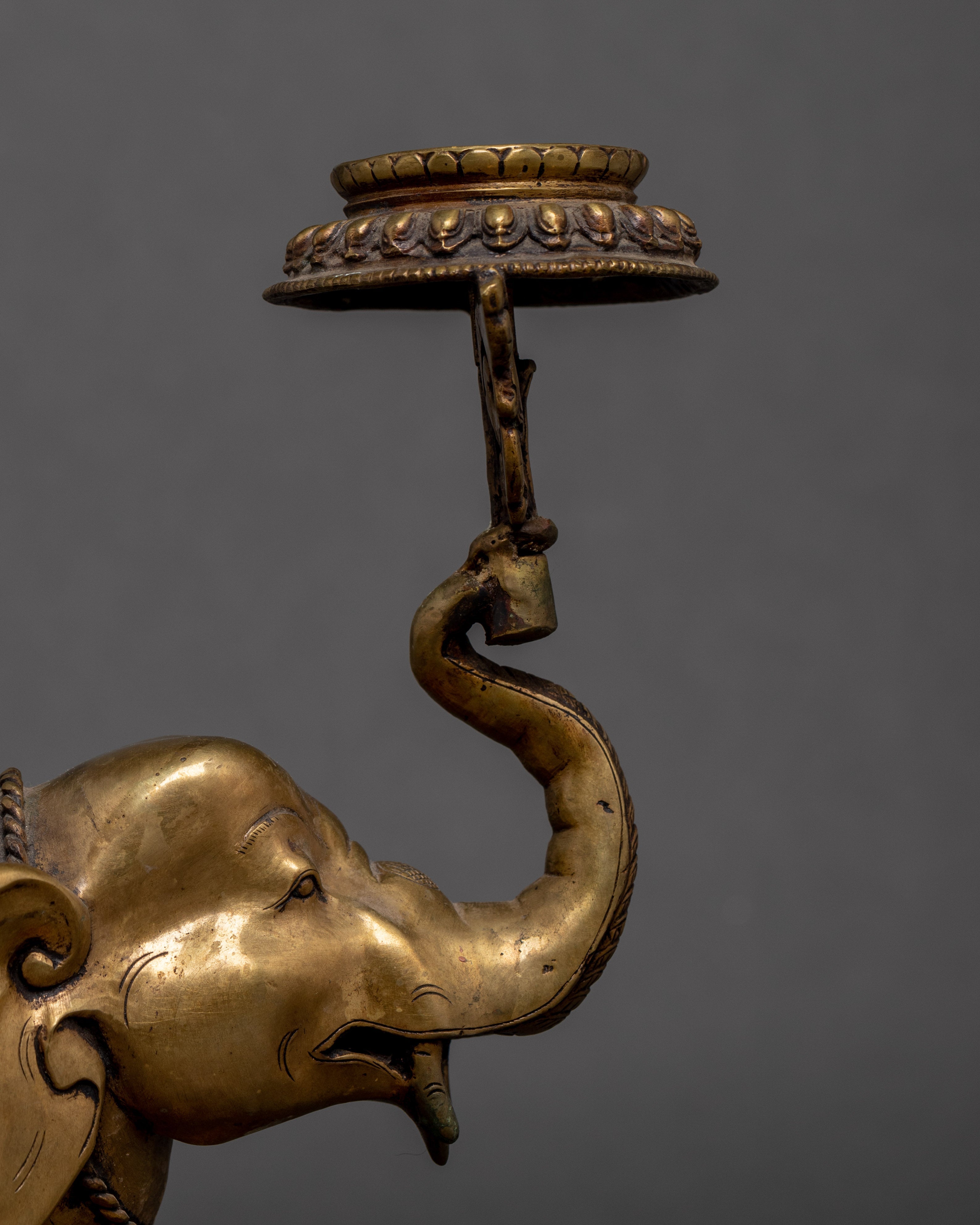 Elephant Lotus Lamp Set | Himalayan Art