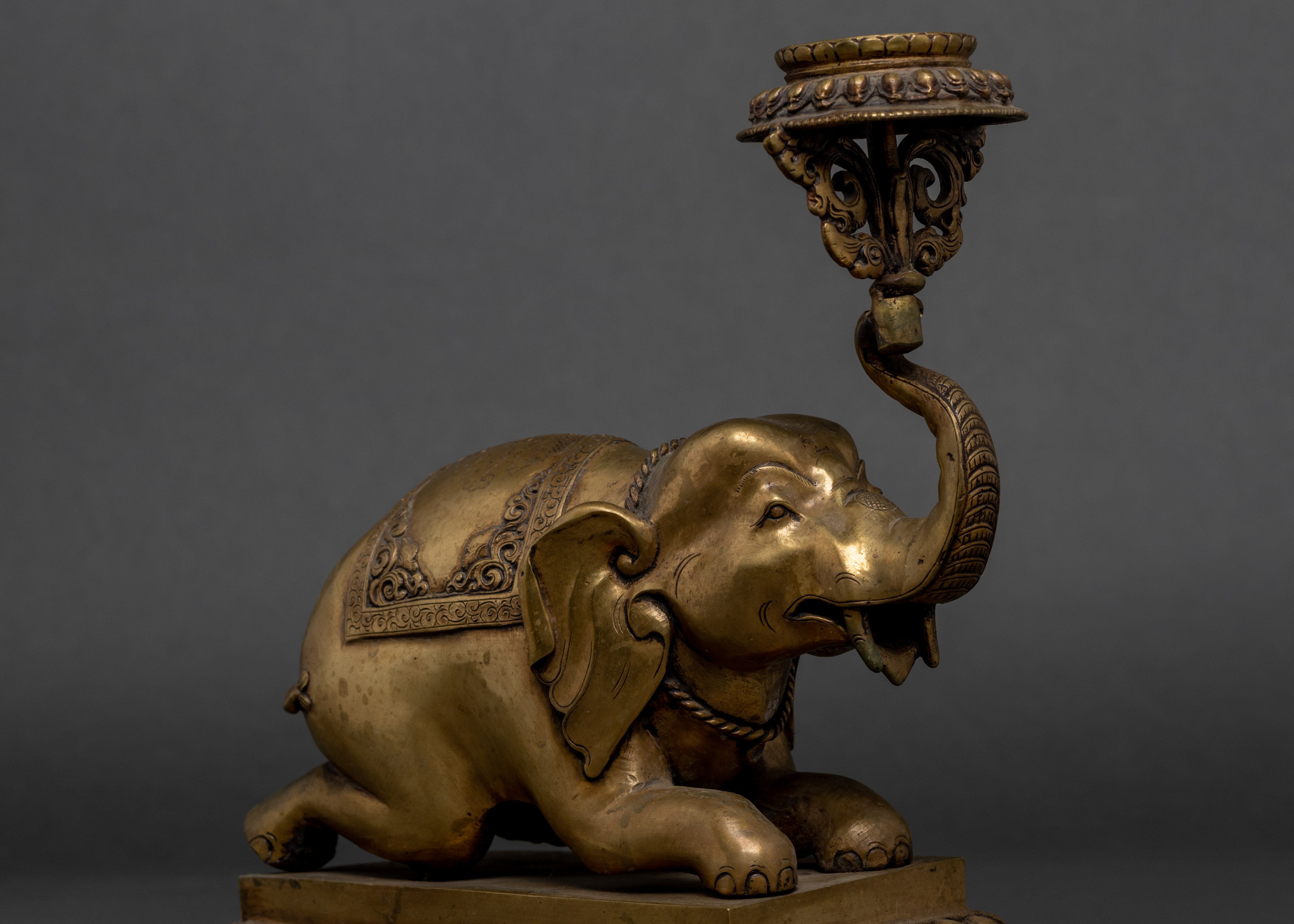 Elephant Lotus Lamp Set | Himalayan Art