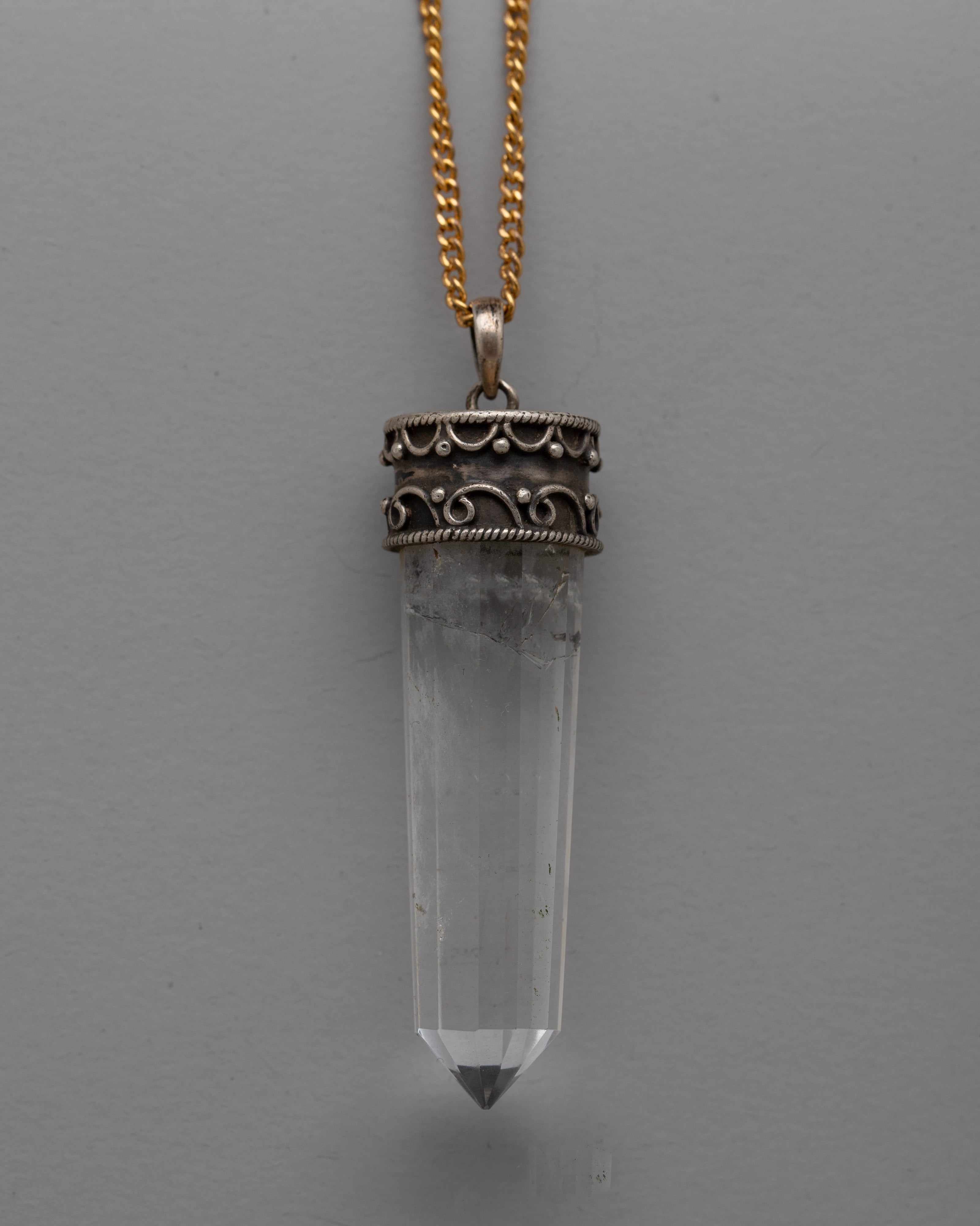 Silver Crystal Art Deco Pendant