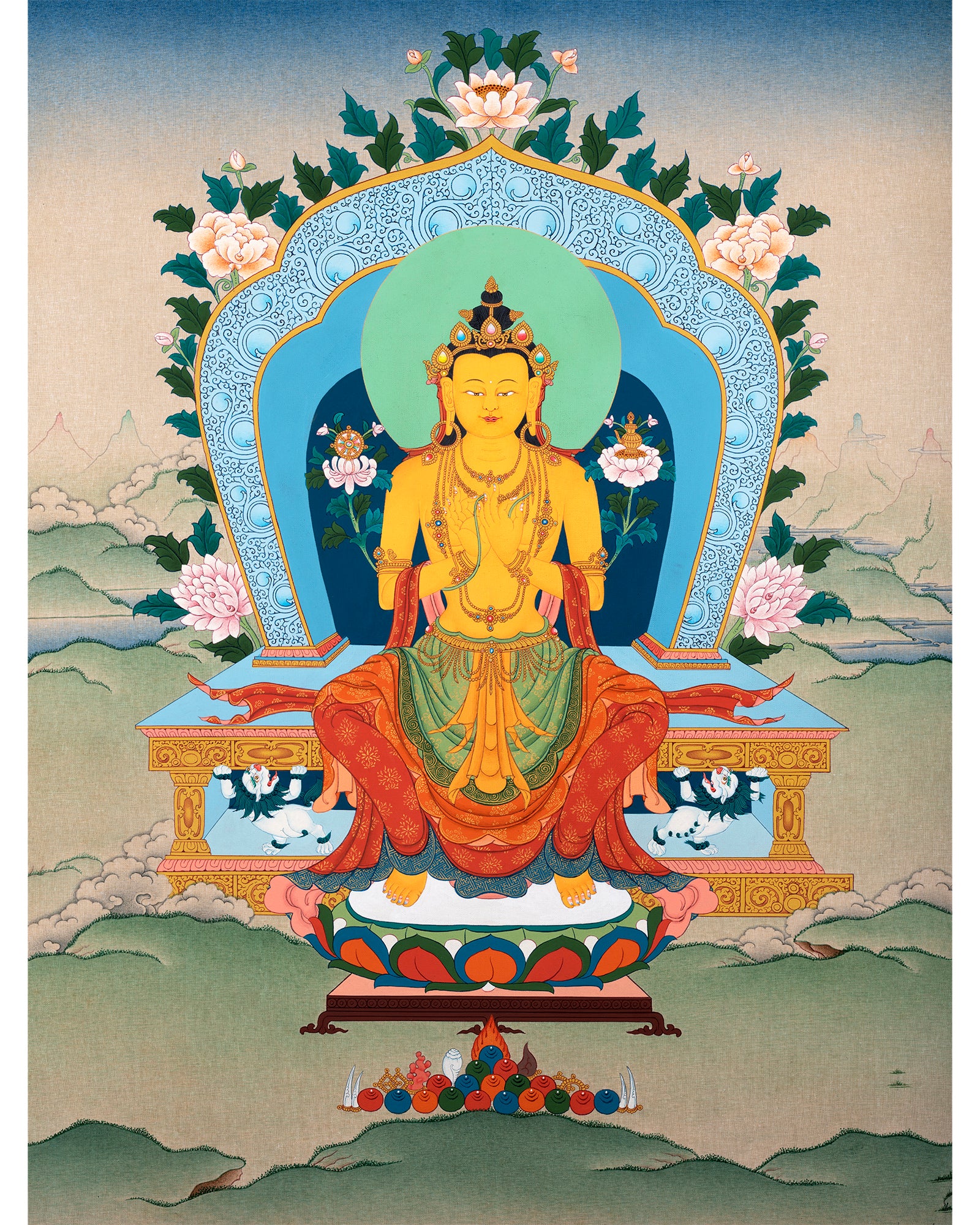 Arya Maitreya Buddha Thangka, Traditional Tibetan Thangka Painting