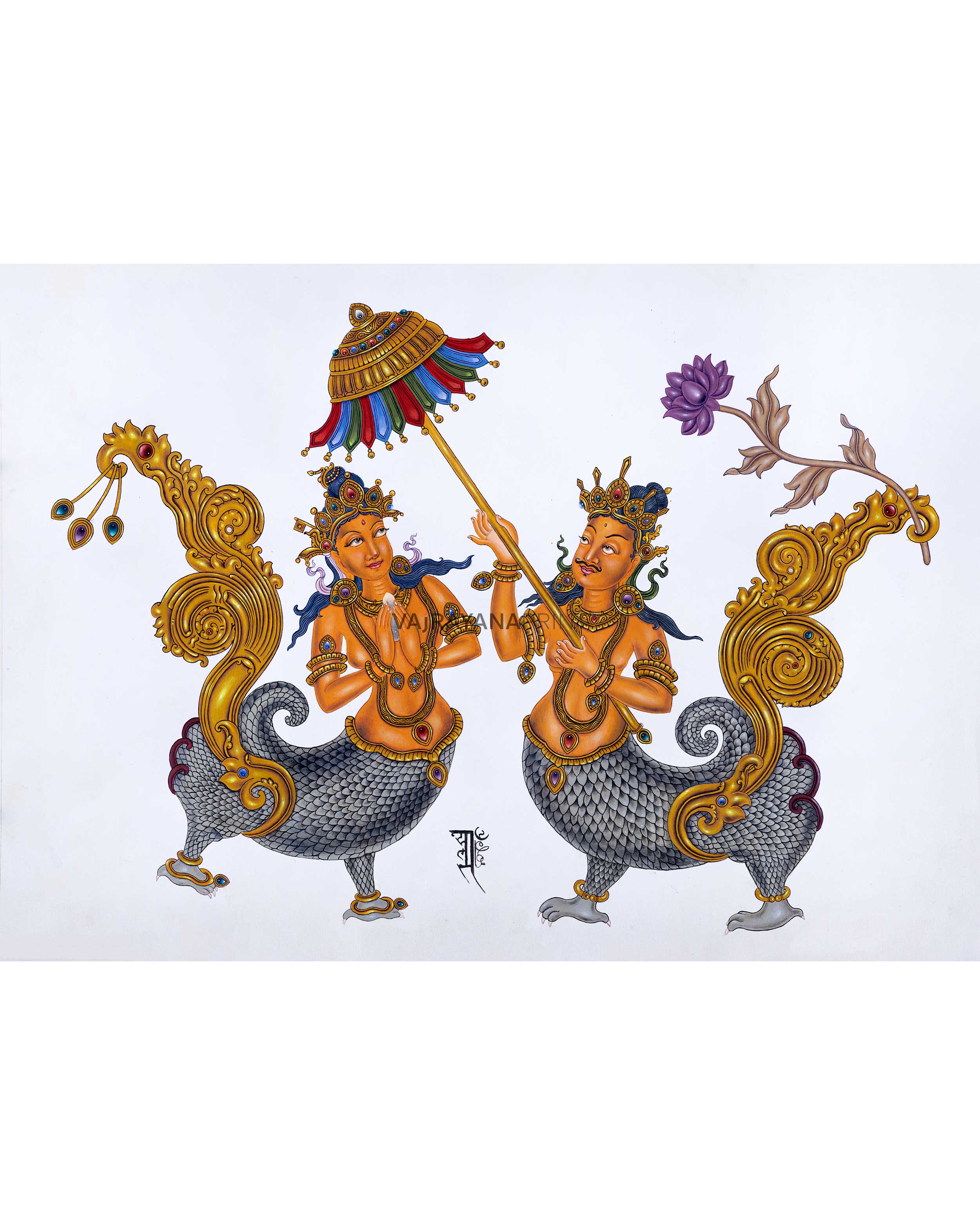 Makara Couple Thangka Prints