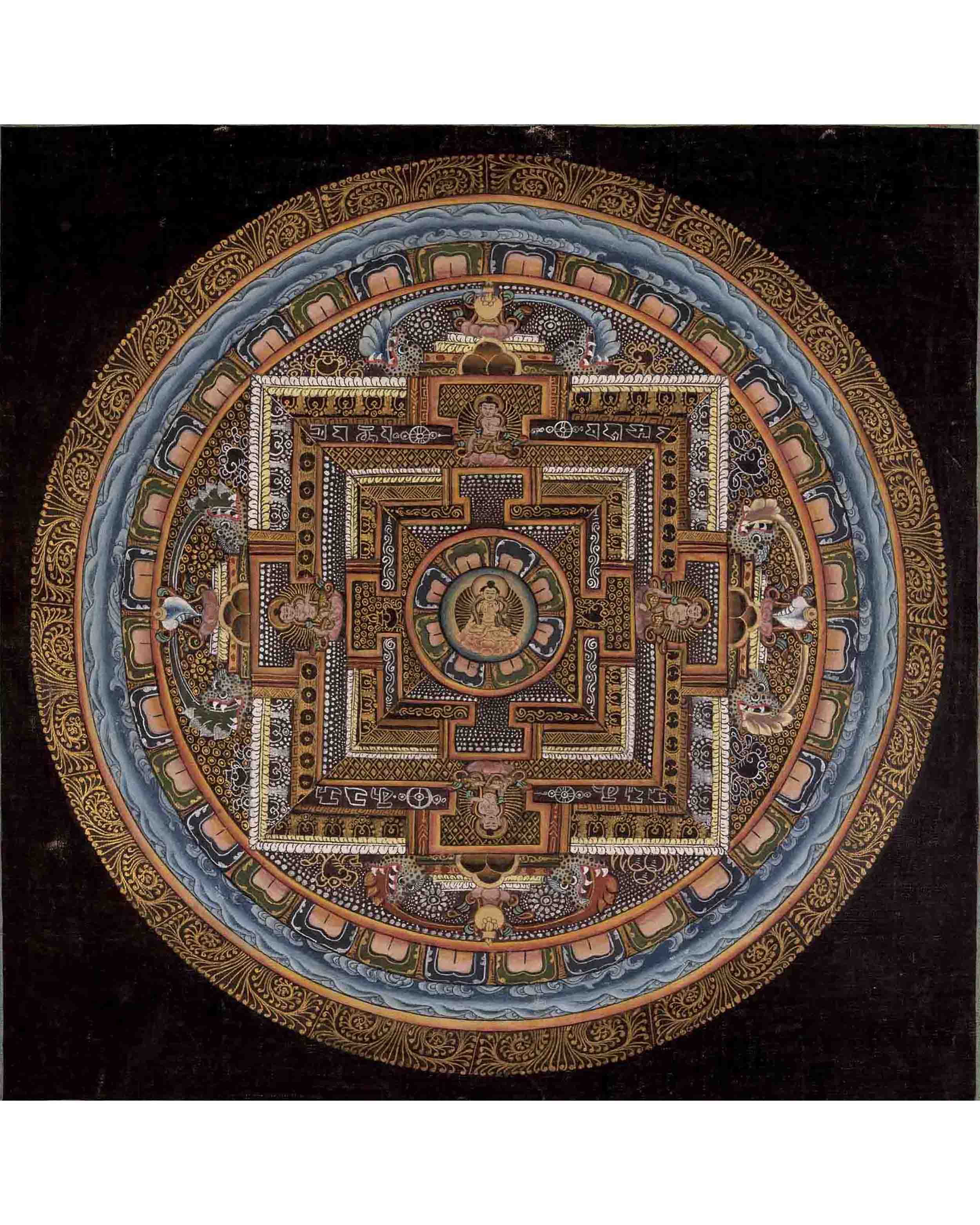 Vintage Buddha Mandala with Mantra