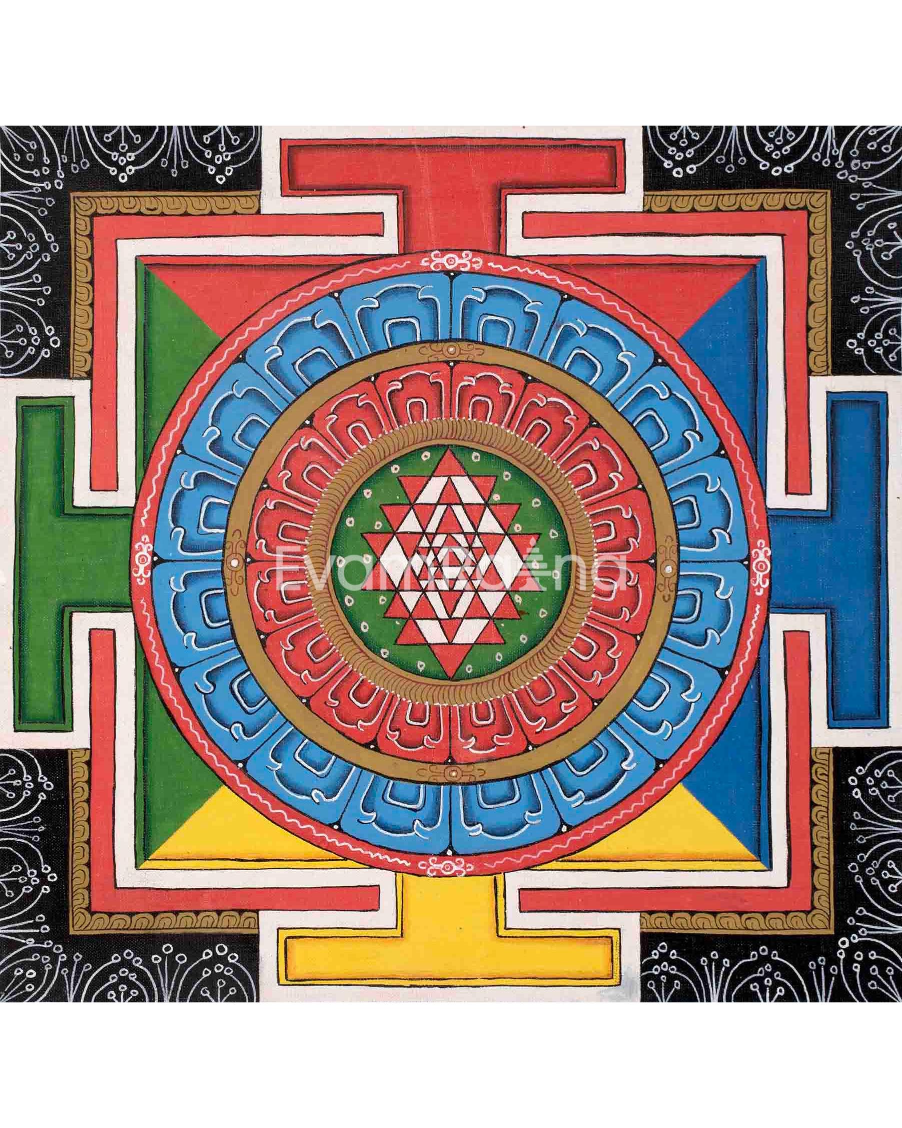 Colorful Shree Yantra Mandala | Perfect Spiritual Gift | Shri Yantra Decor