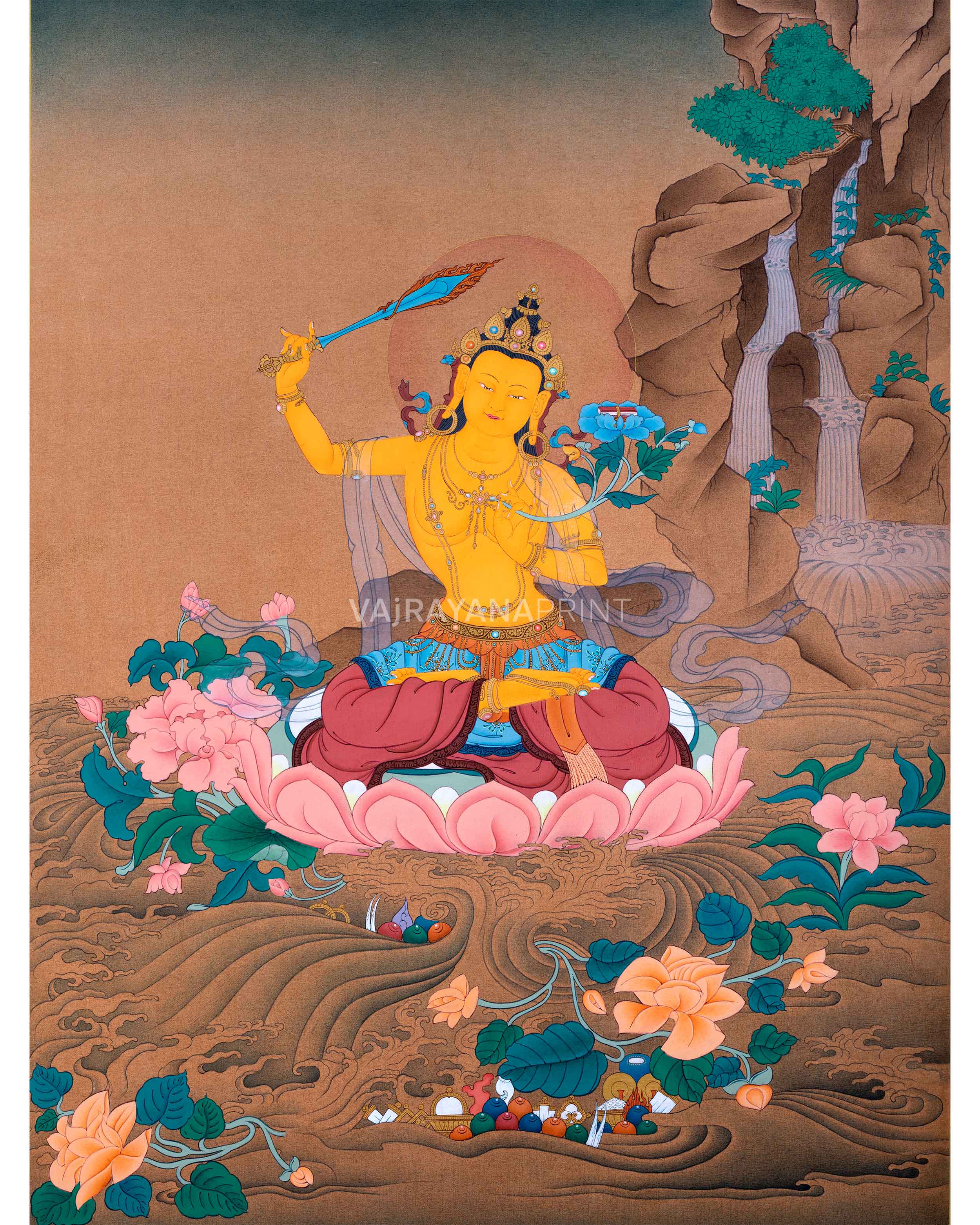 Manjushri Thangka Print