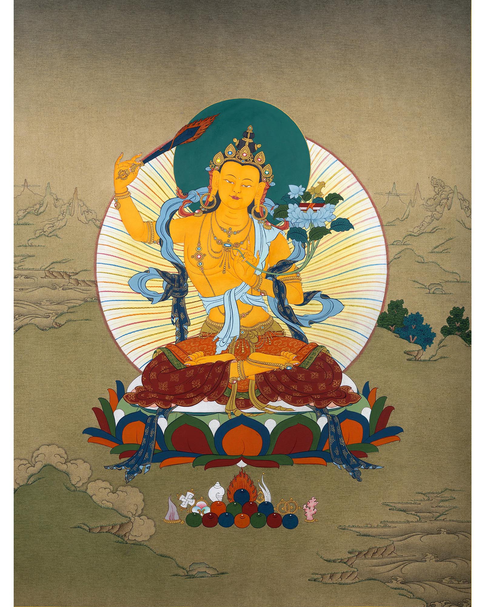 Manjushri Thangka | Bodhisattva painting | Traditional Thangka