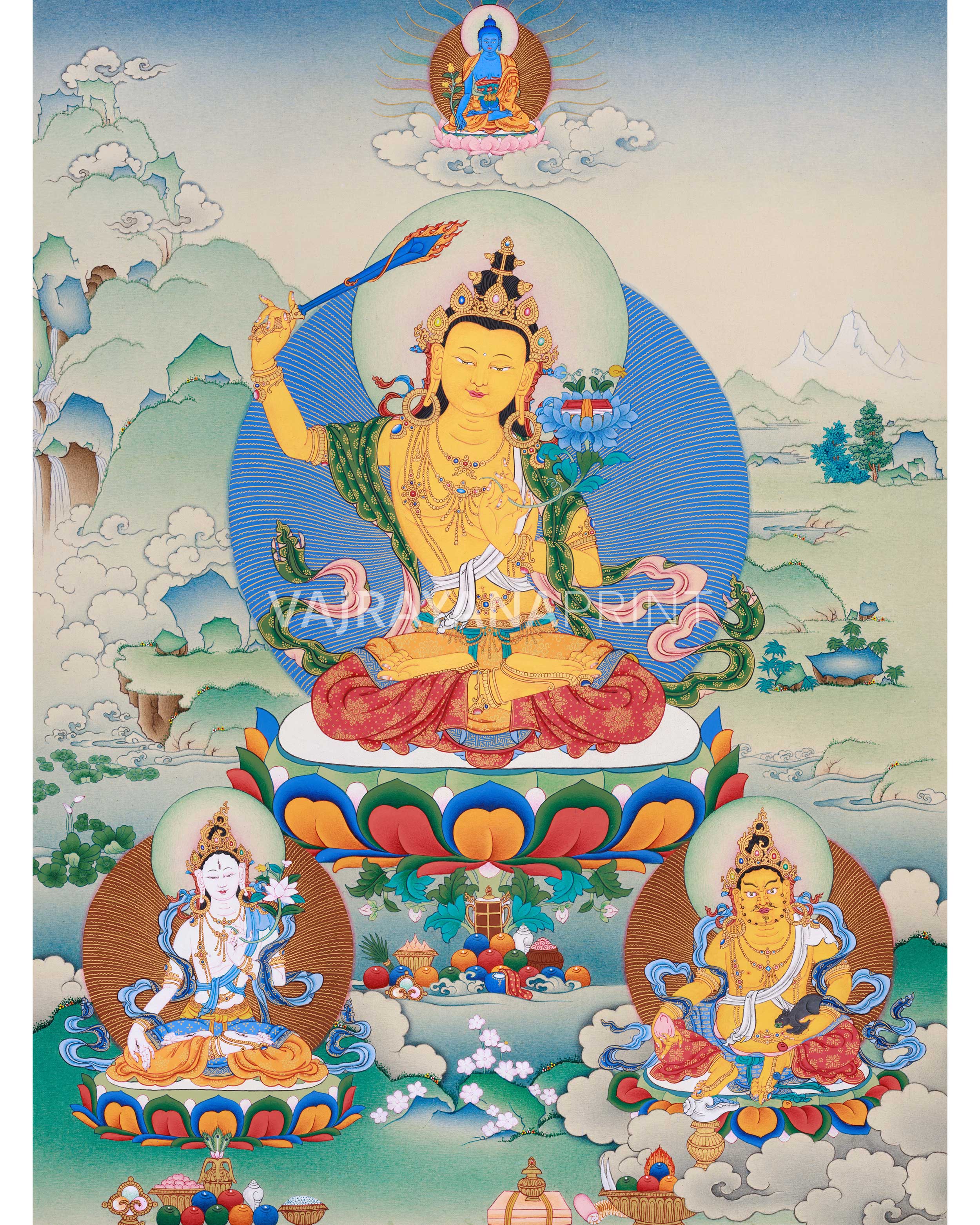 Bodhisattva Manjushree Thangka Print