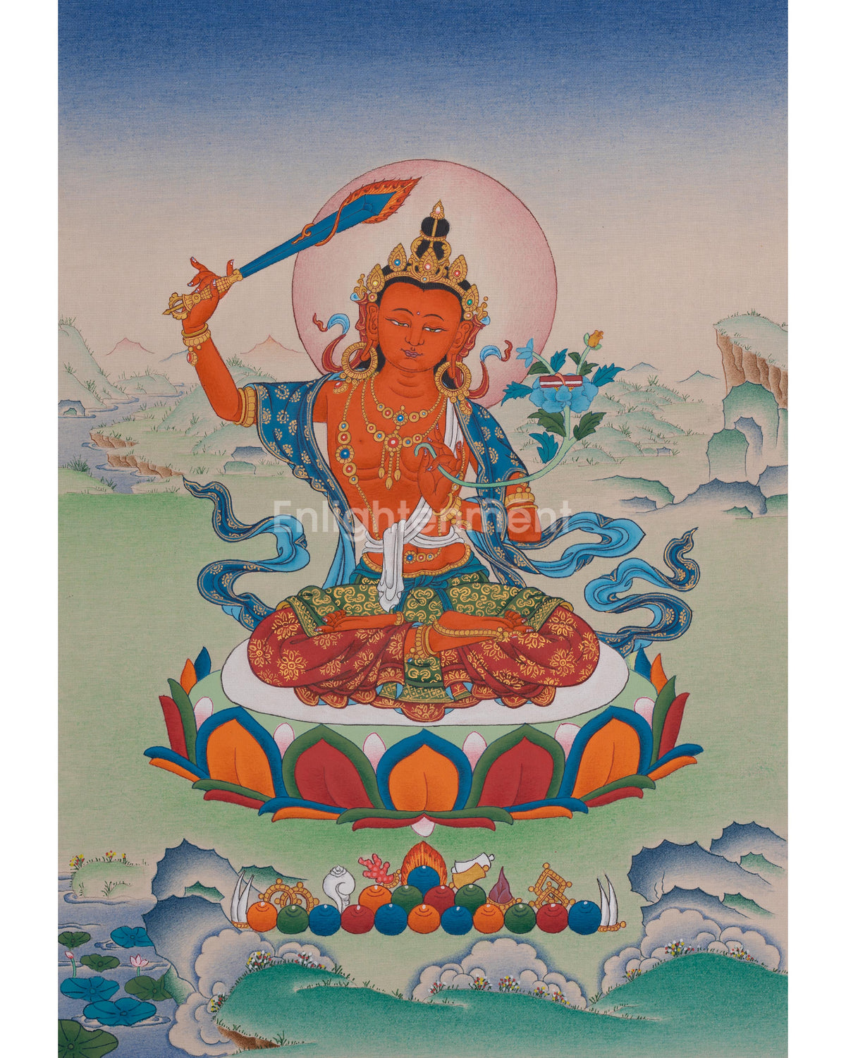 Manjushri Hand-painted Thangka