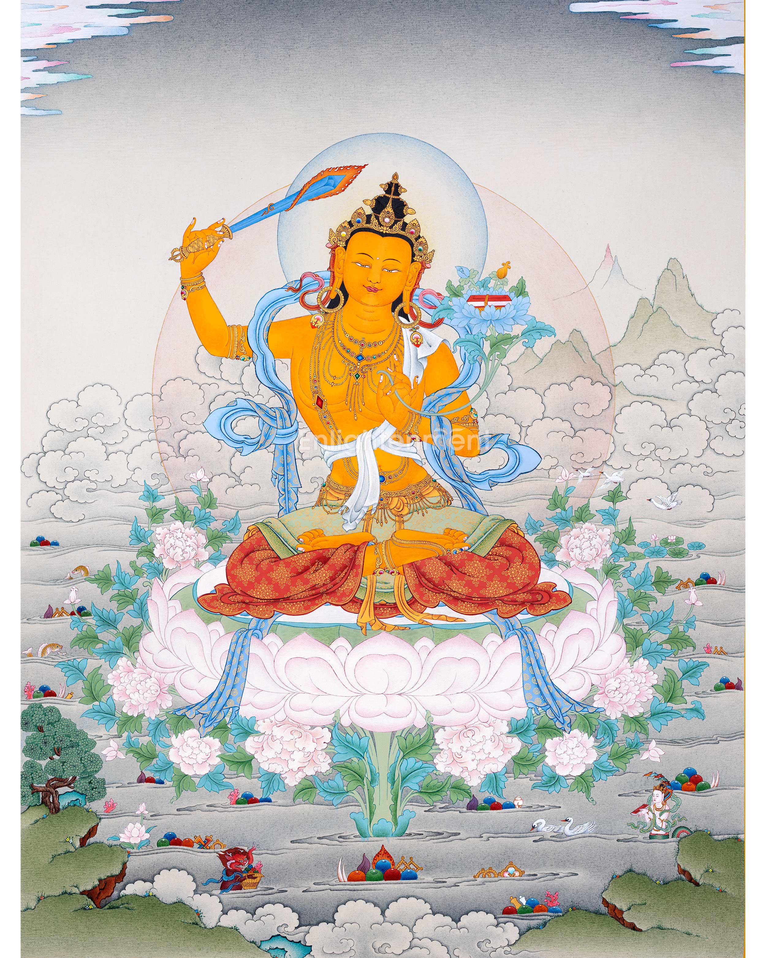 Hand Painted Manjushree Thangka