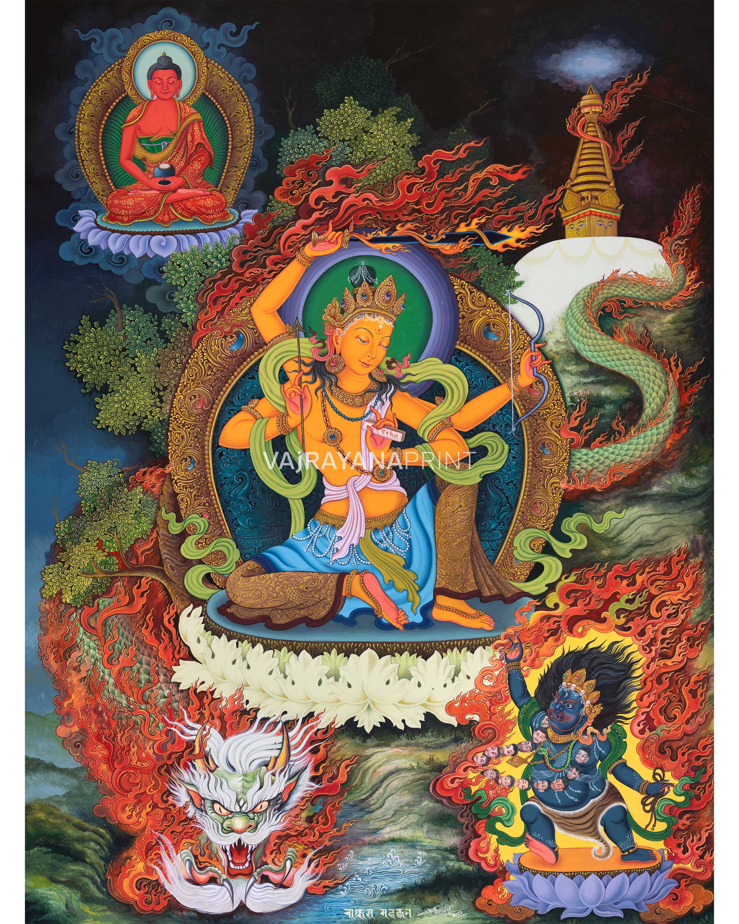 Manjushri Thangka Print