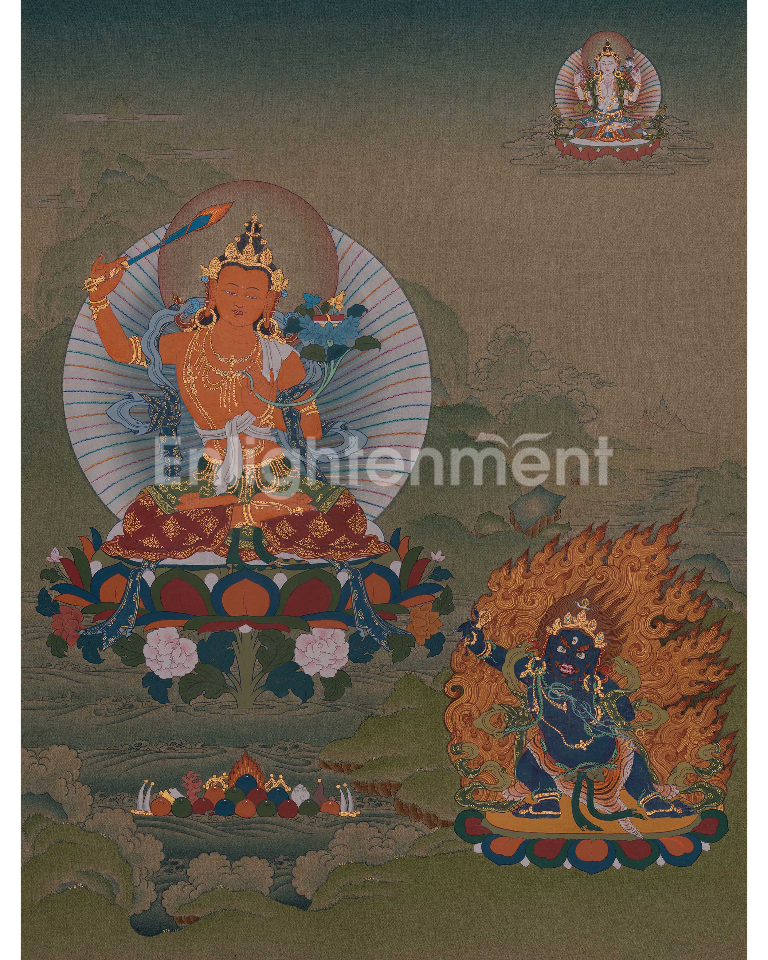 Manjushri_with_Chenrezig_and_Vajrapani_Art