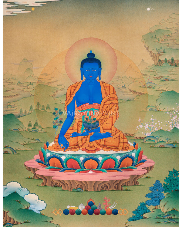 Radiant Medicine Buddha Thangka Print