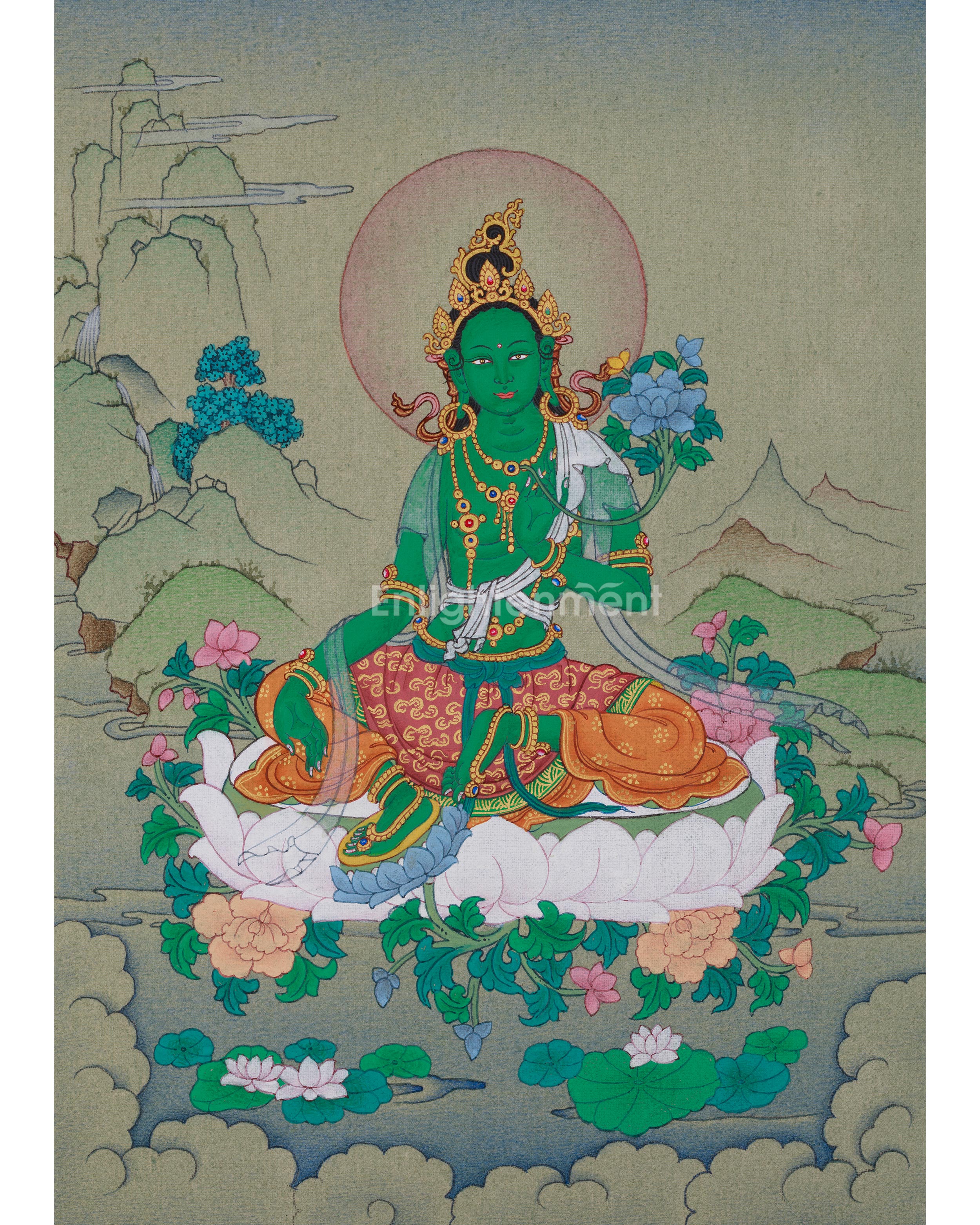 Mother of All Buddha Green Tara Thangka