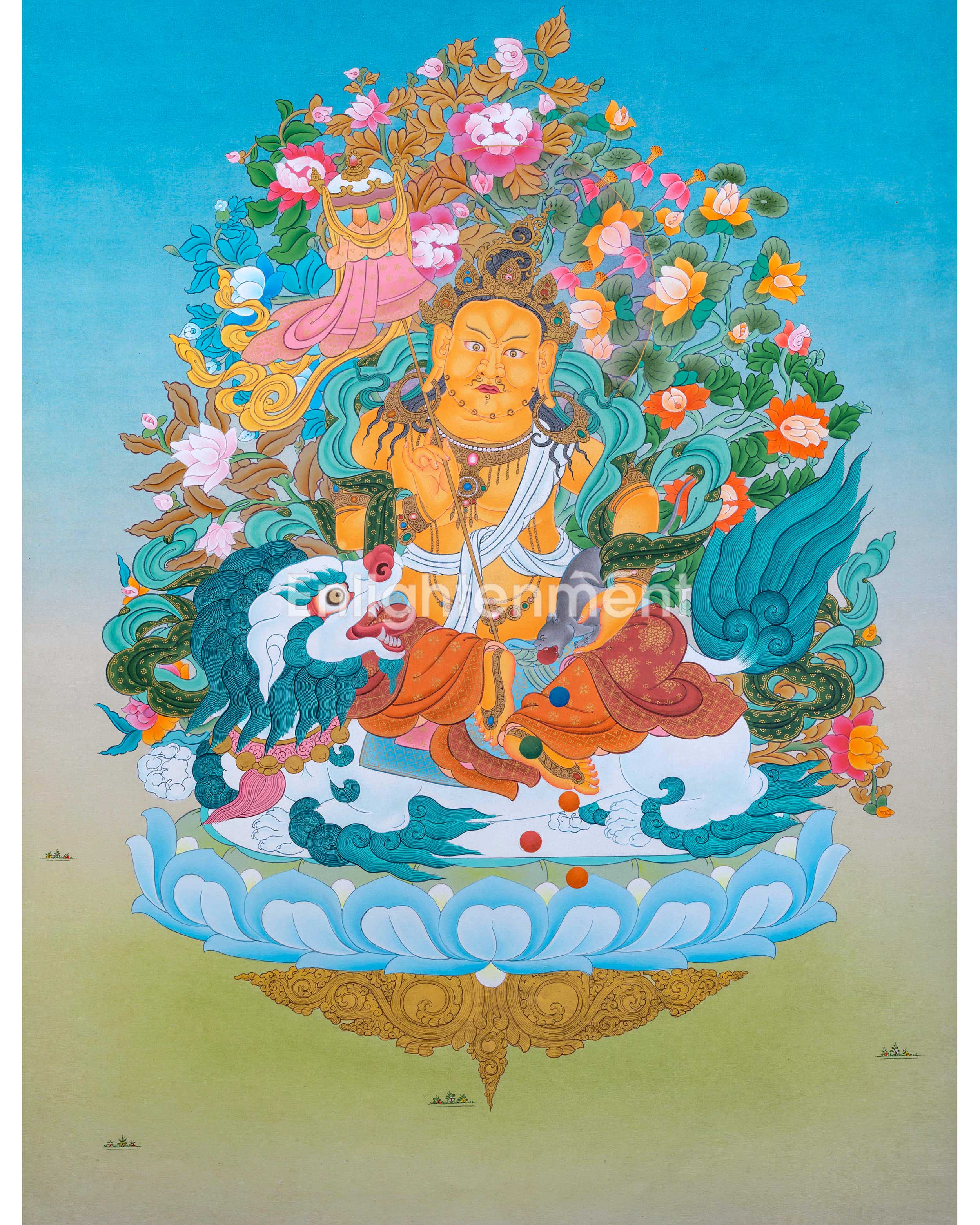 Hand-Painted Buddhist Wealth Deity