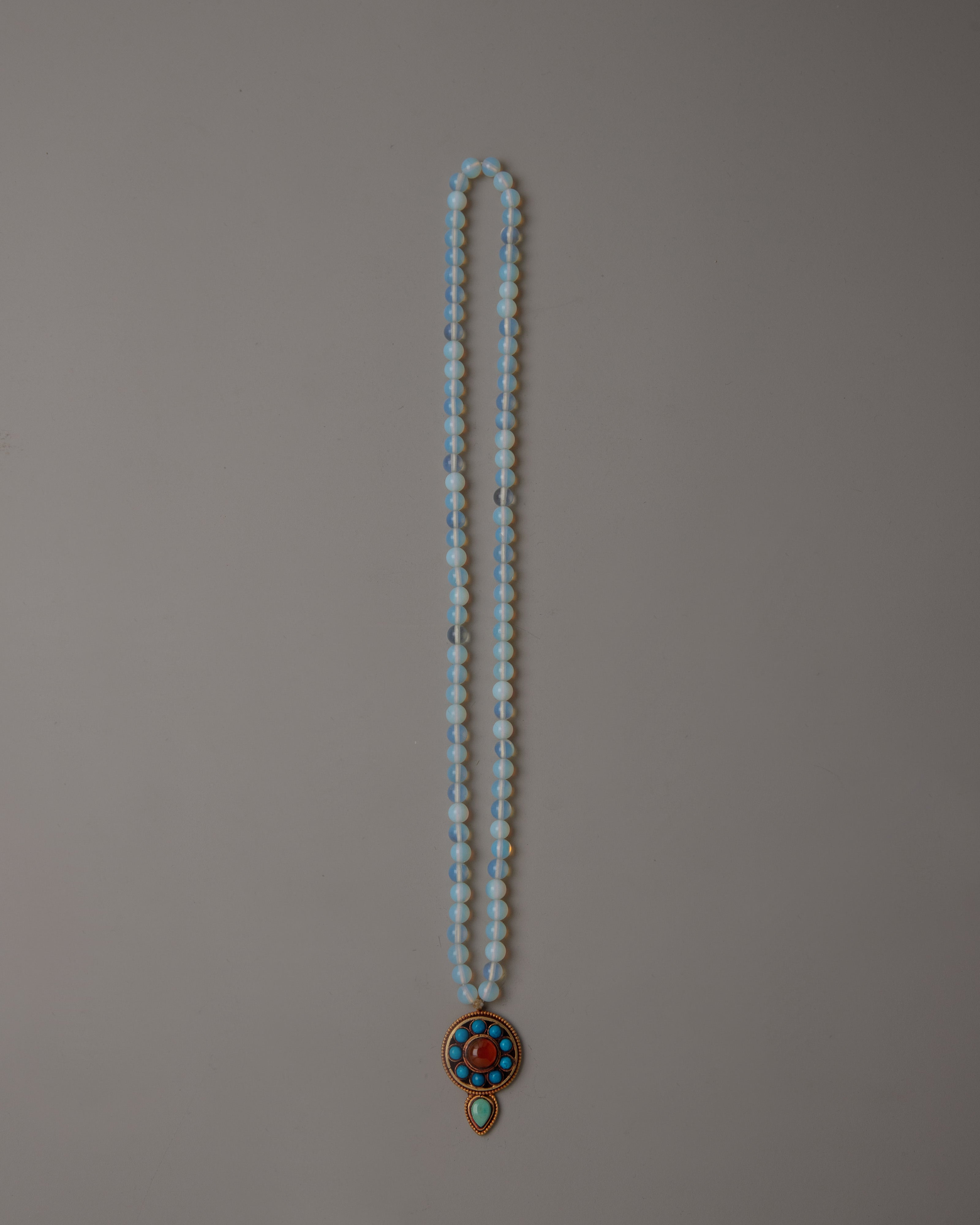 Moon Stone Mala Bead Necklace 