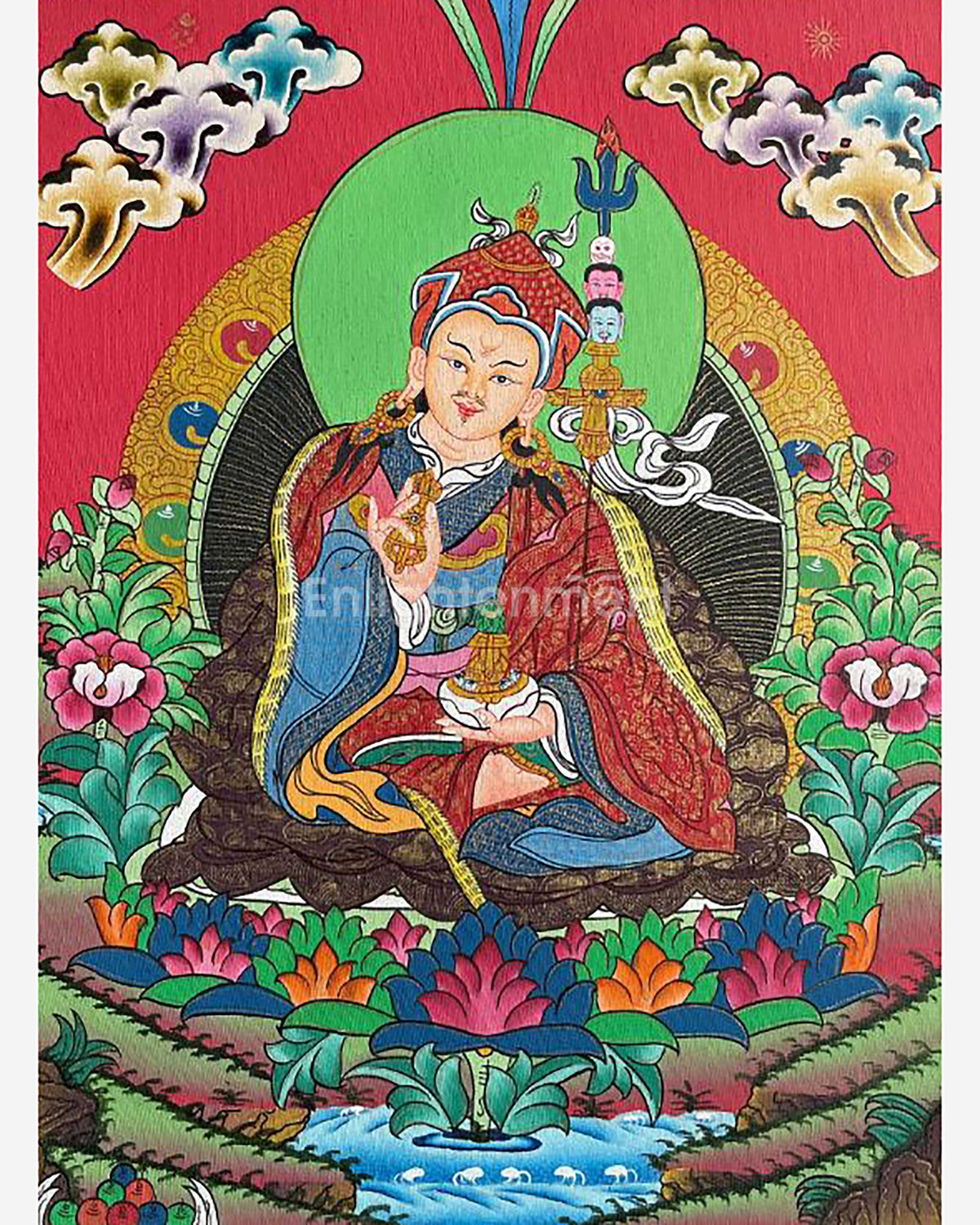 Original Hand-Painted Guru Rinpoche Thangka Painting