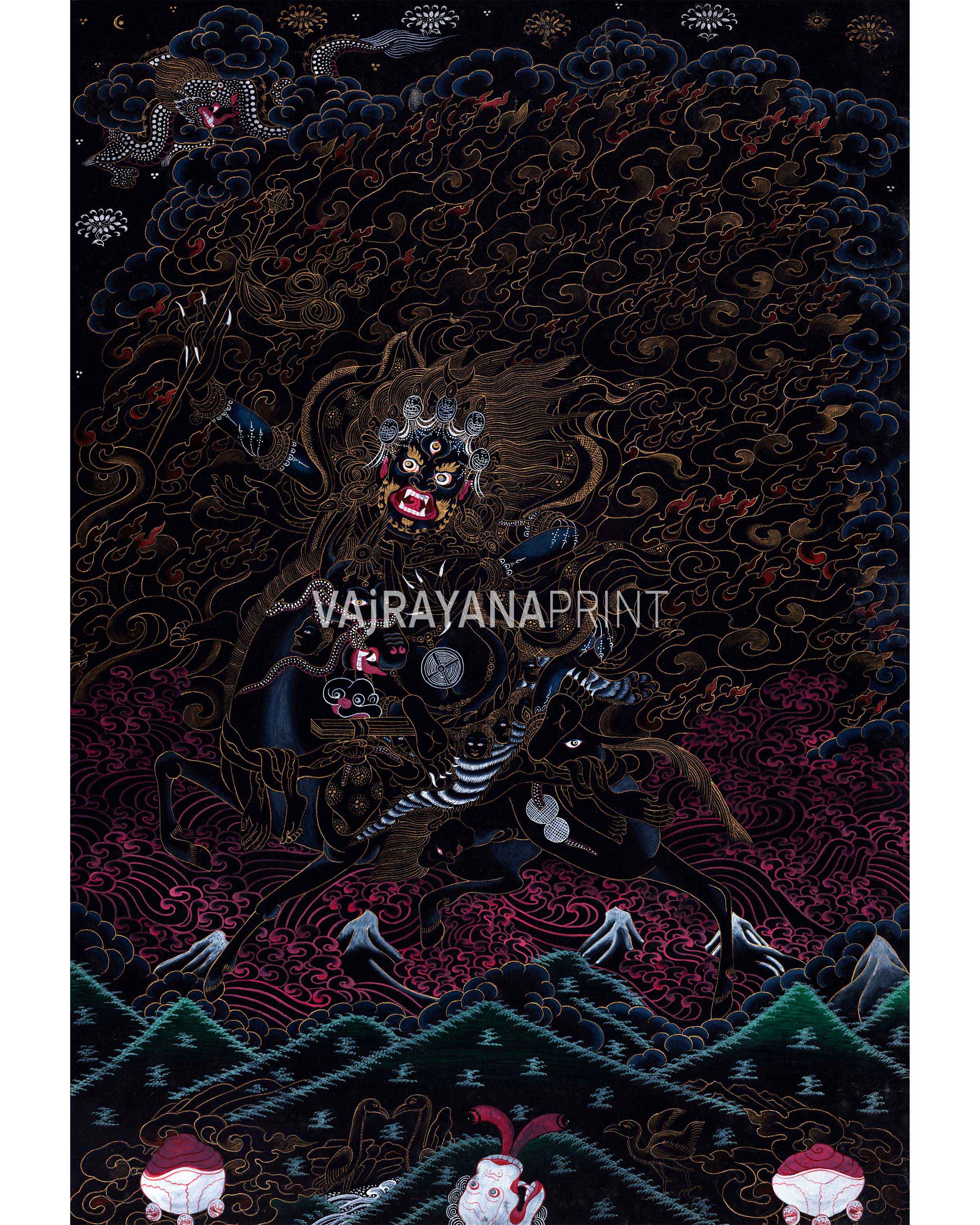 Wrathful Palden Lhamo Thangka Print