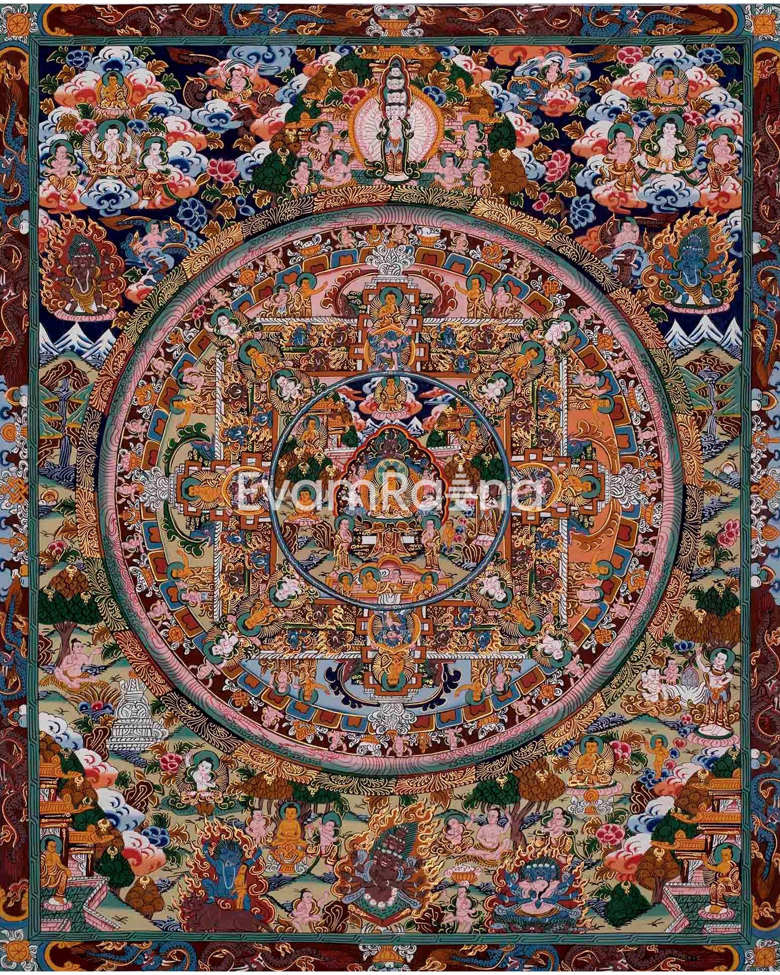 Peaceful Buddha Mandala Thangka
