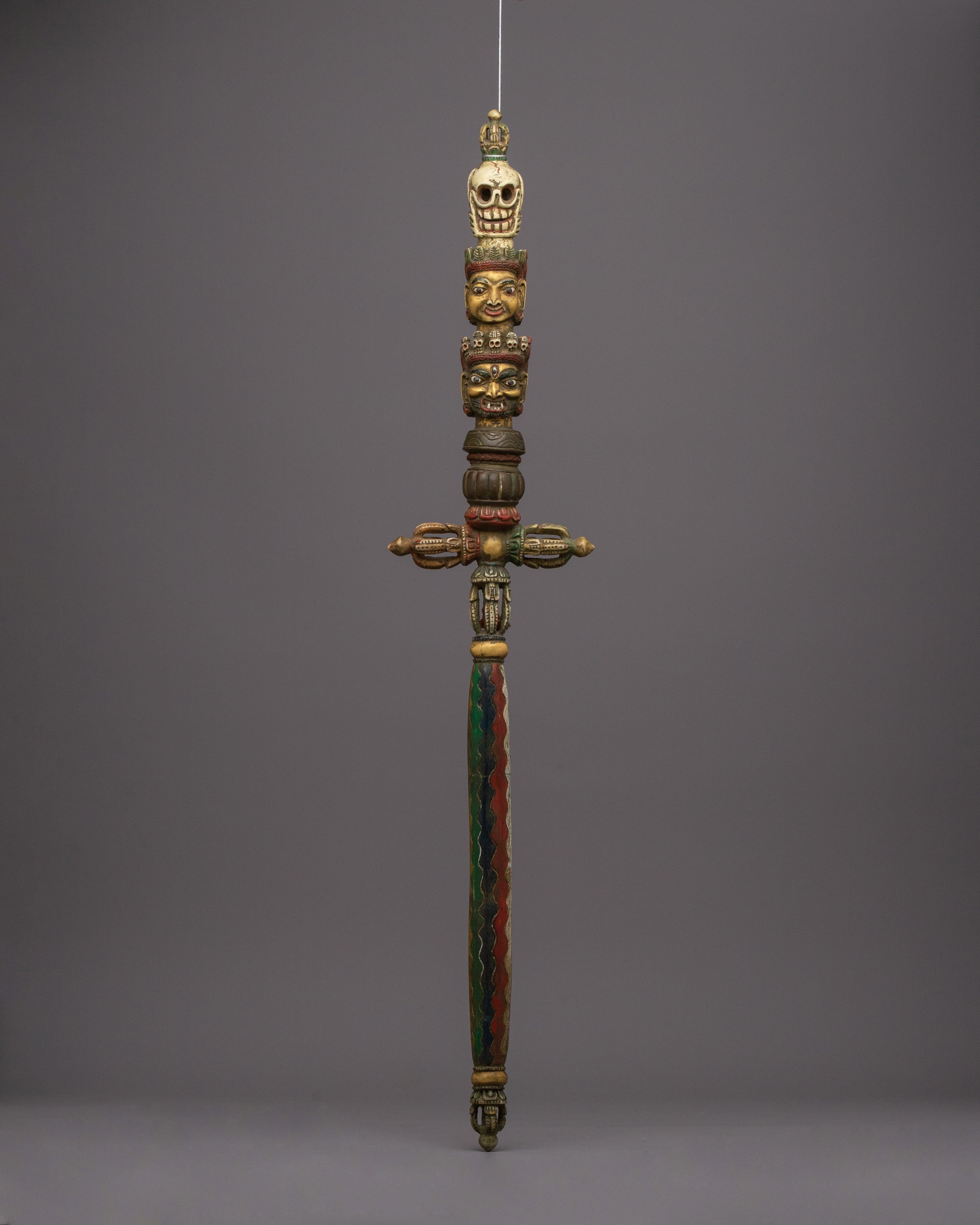 Ethically Sourced Yak Bone Phurba | Hand-carved Ritual Dagger of Spiritual Power & Protection