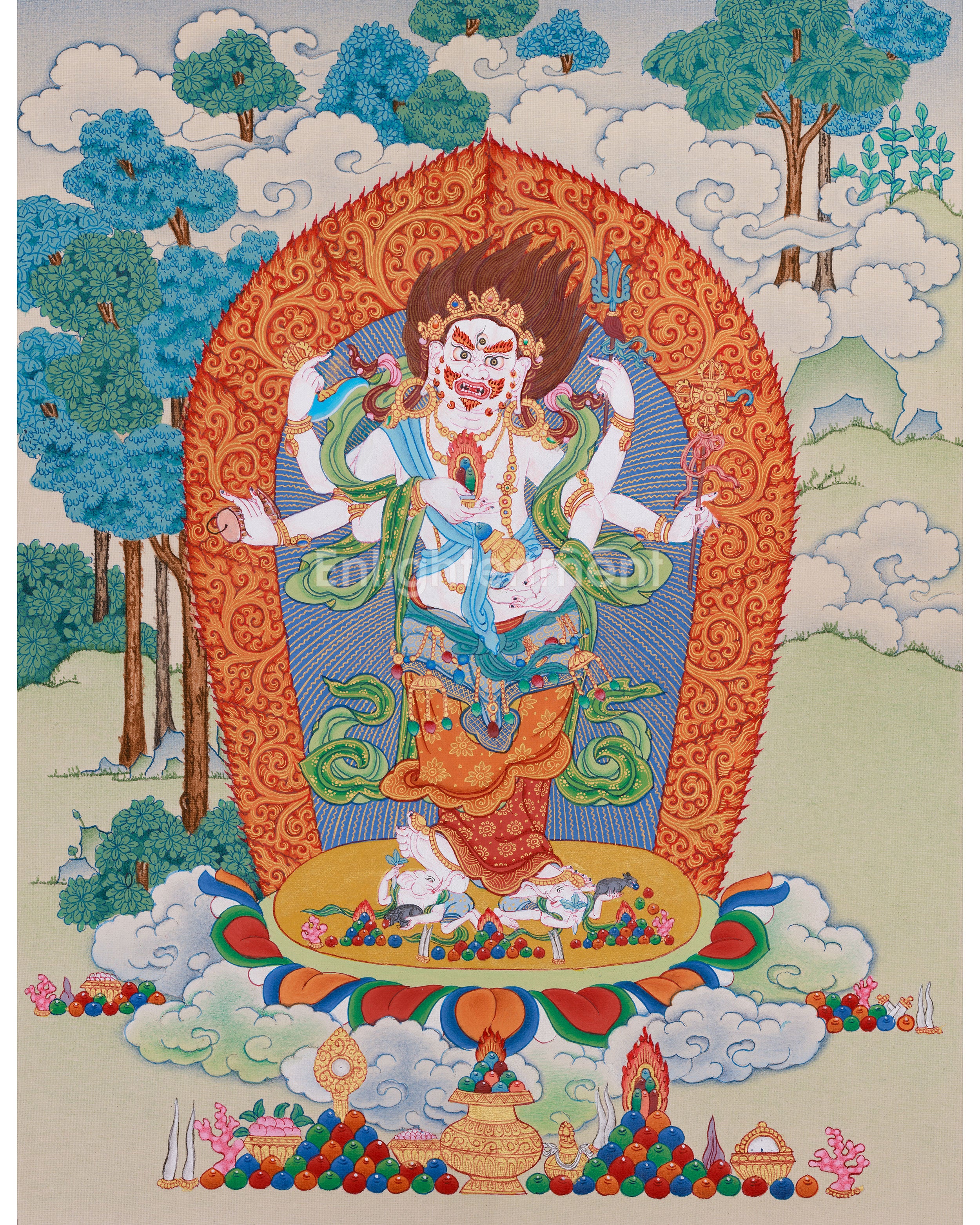 Prosperity Deity White Mahakala Thangka