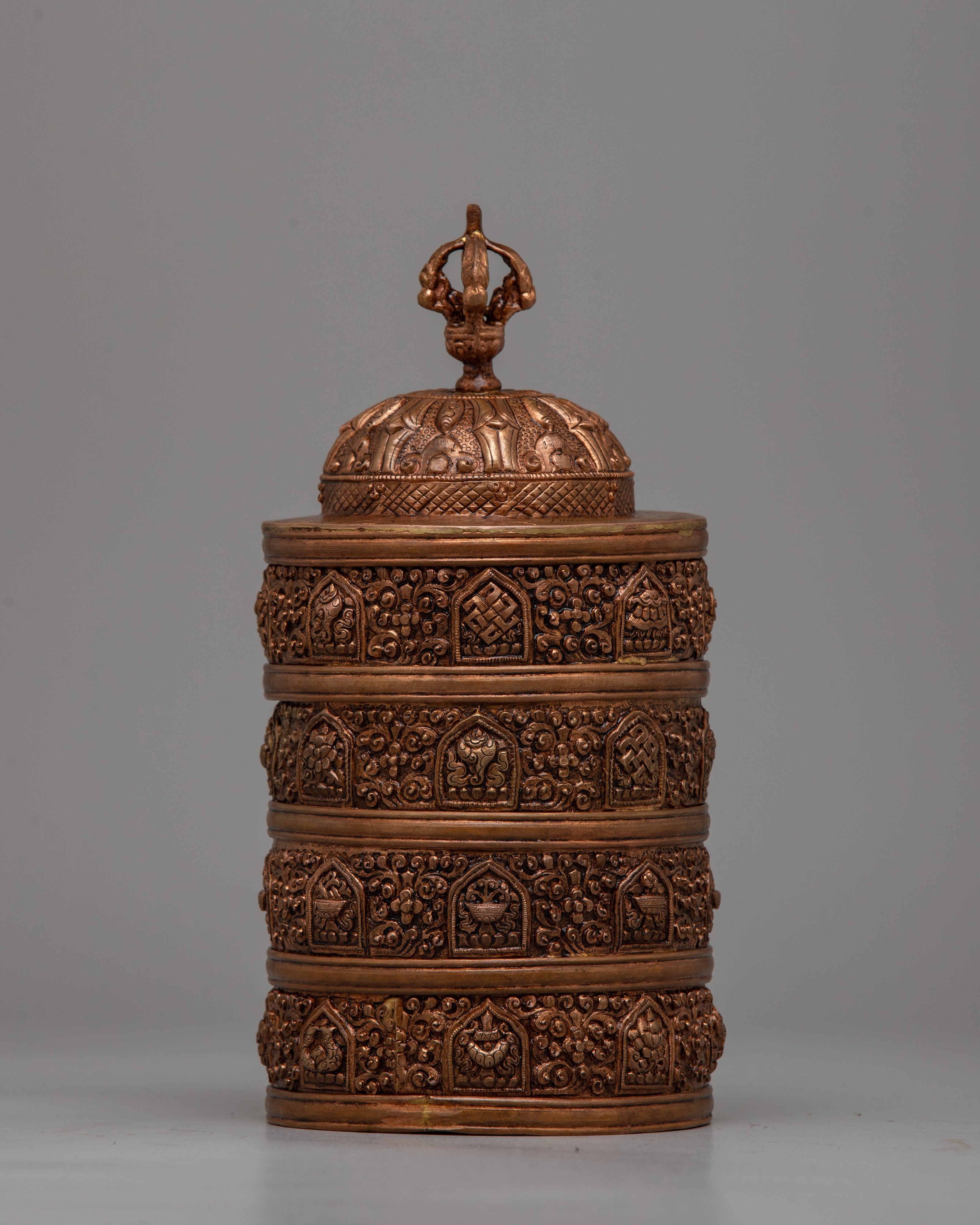 4 Tiered Tibetan Ritual Rice Pot 