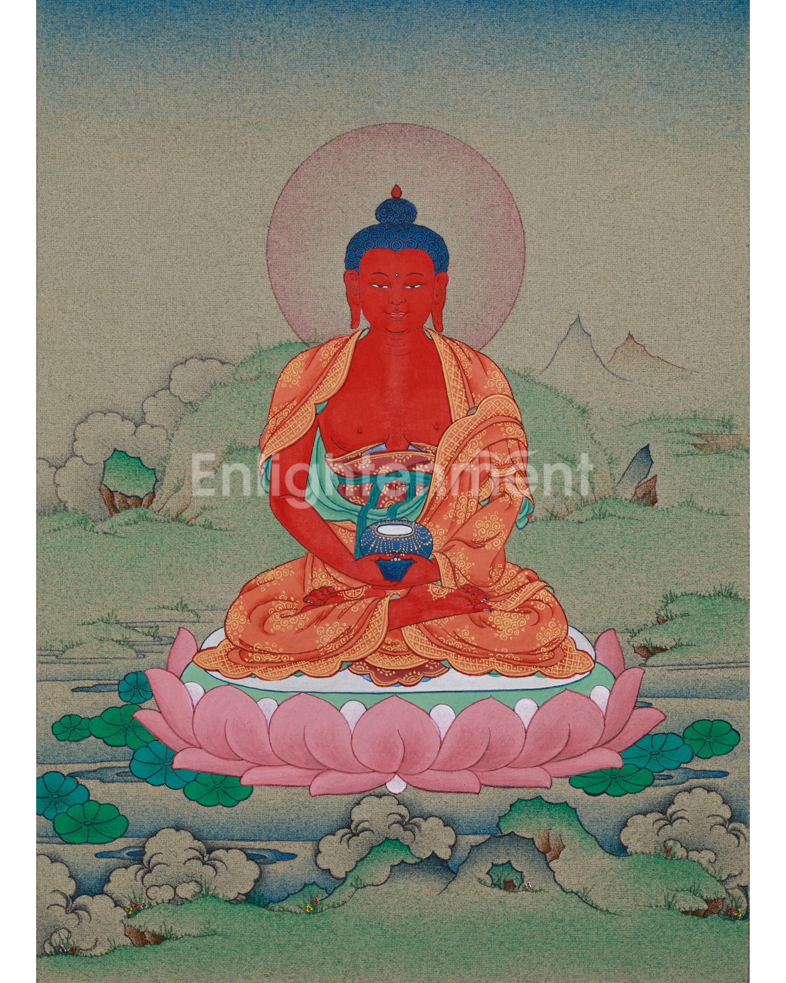 Ruby Red Amitabha Buddha Thangka