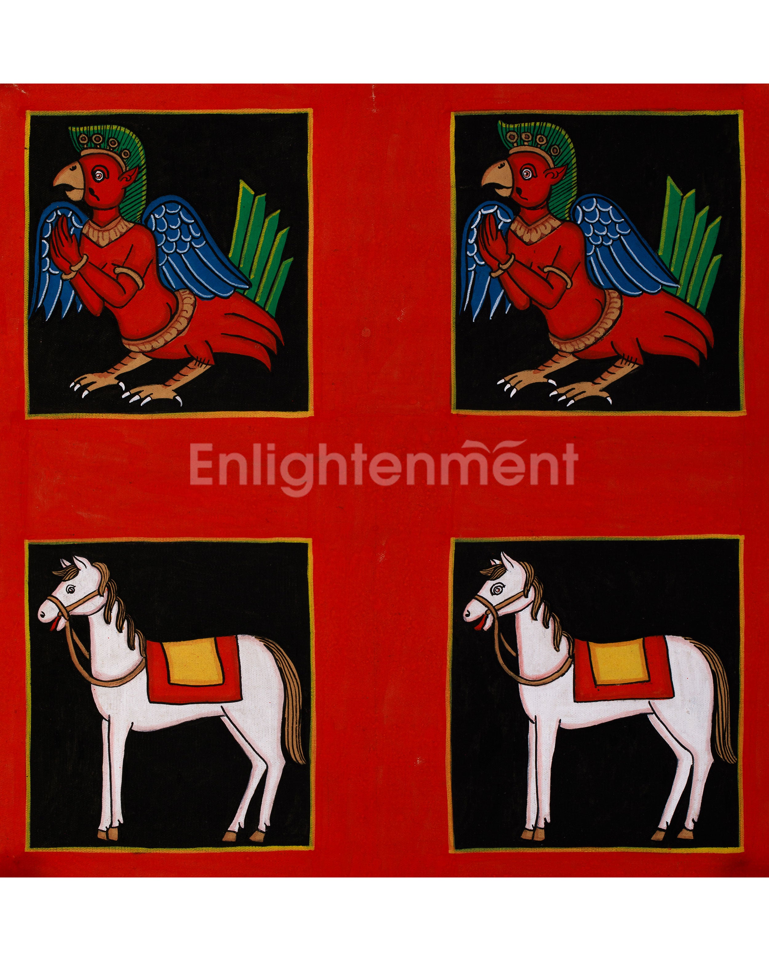 Garuda and Horse Motif Thangka | Symbolic Motif Painting