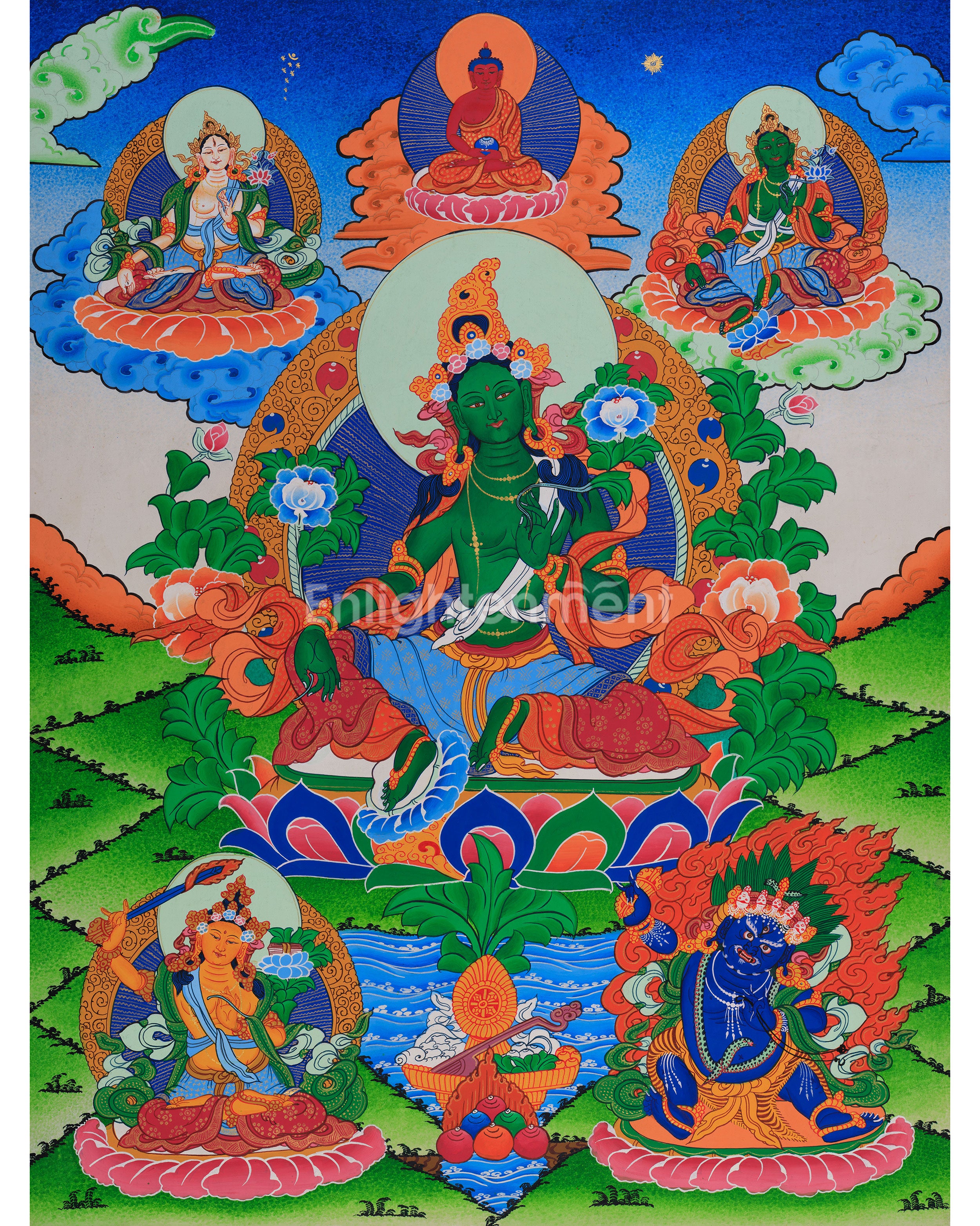 Tibetan Mother Green Tara Thangka | Bodhisattvas Deities