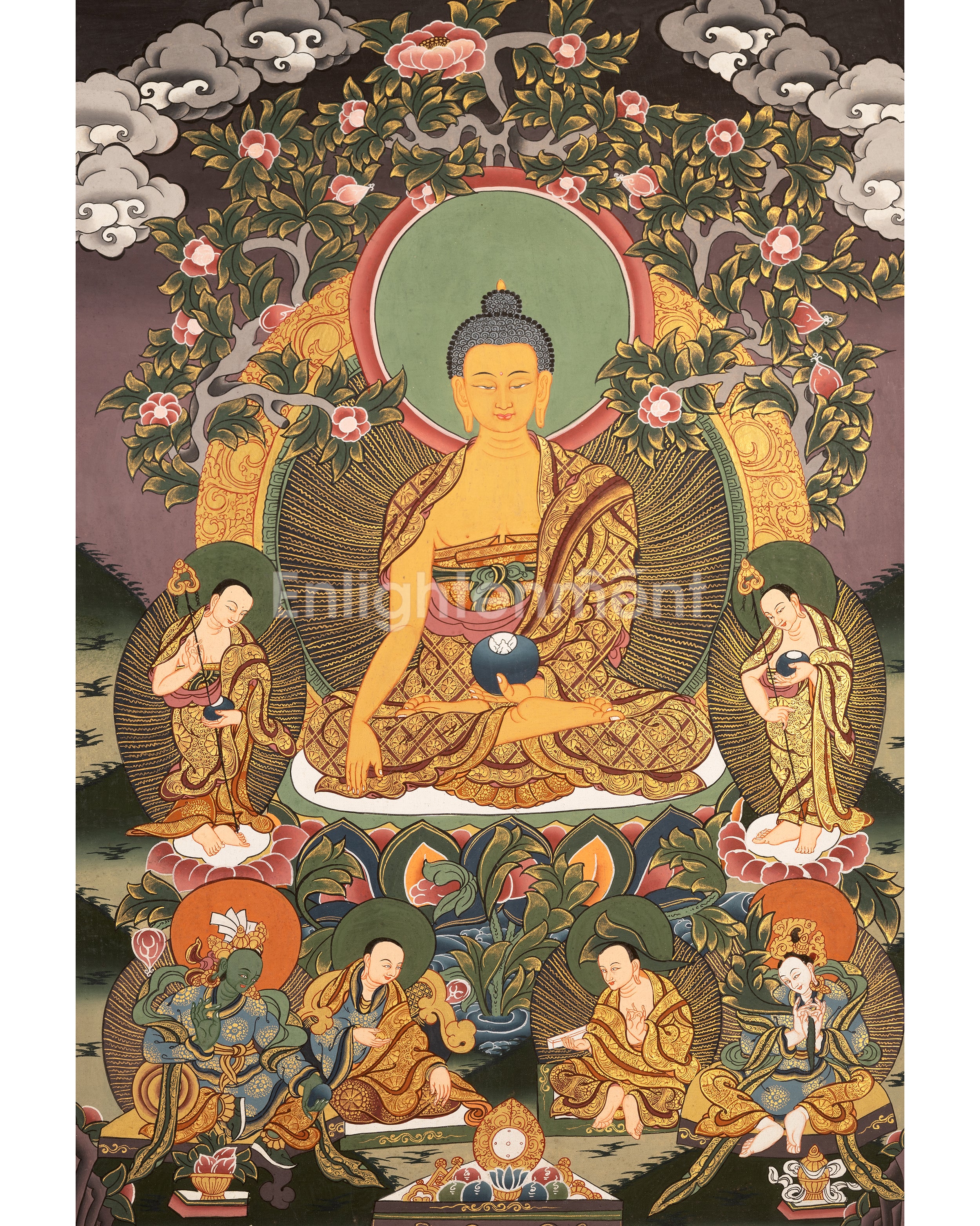 shakyamuni-buddha-followed-by-other-bodhisattvas