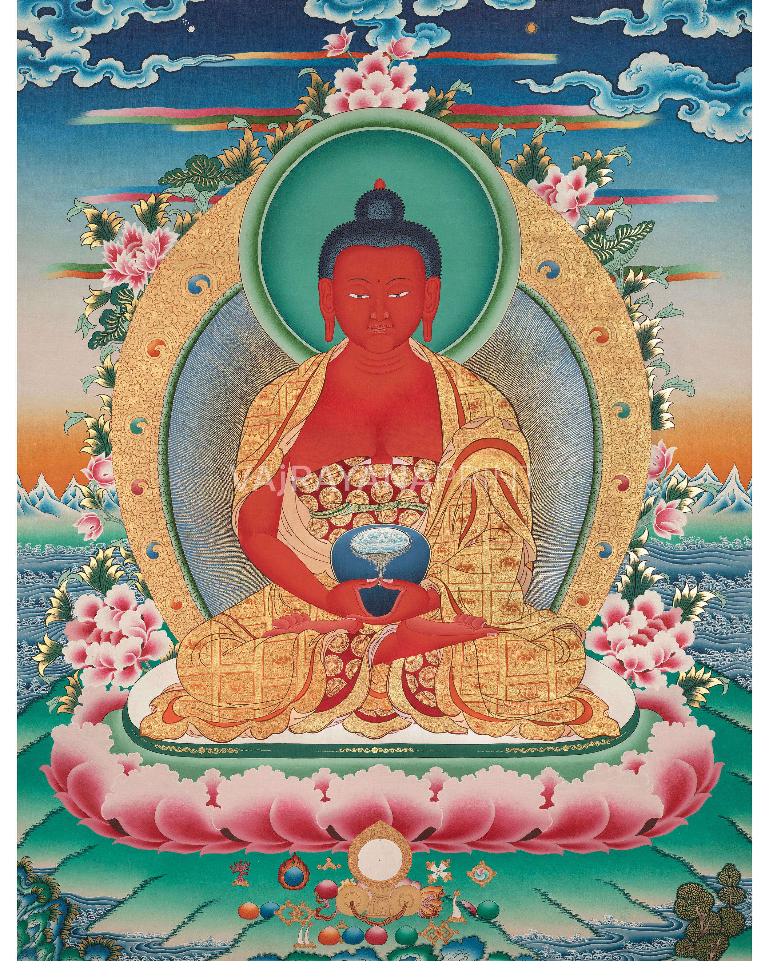 Red Amitabha Buddha Print | Infinite Light