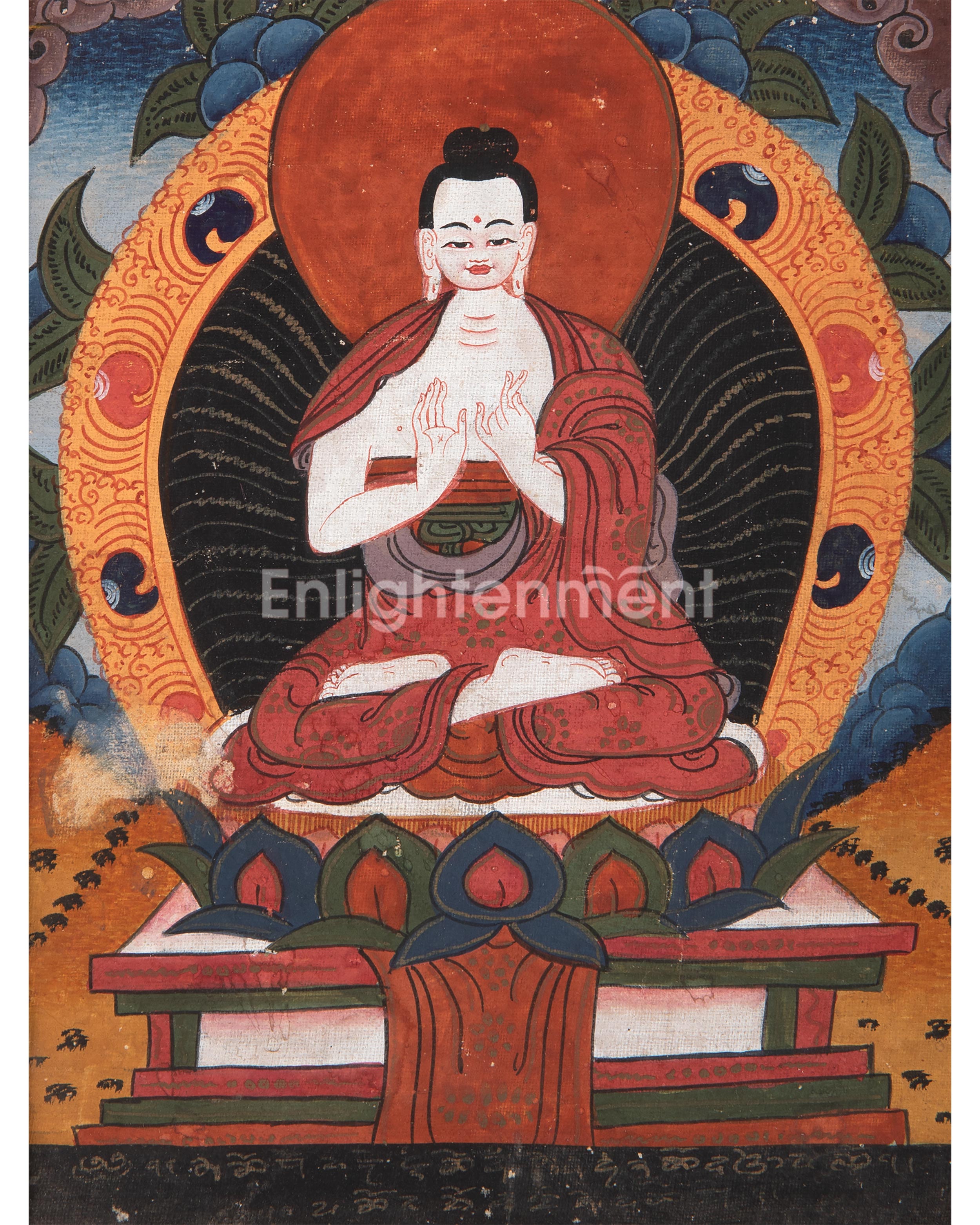 Vintage Vairocana Buddha Thangka With Brocade | Buddhist Wall Hanging