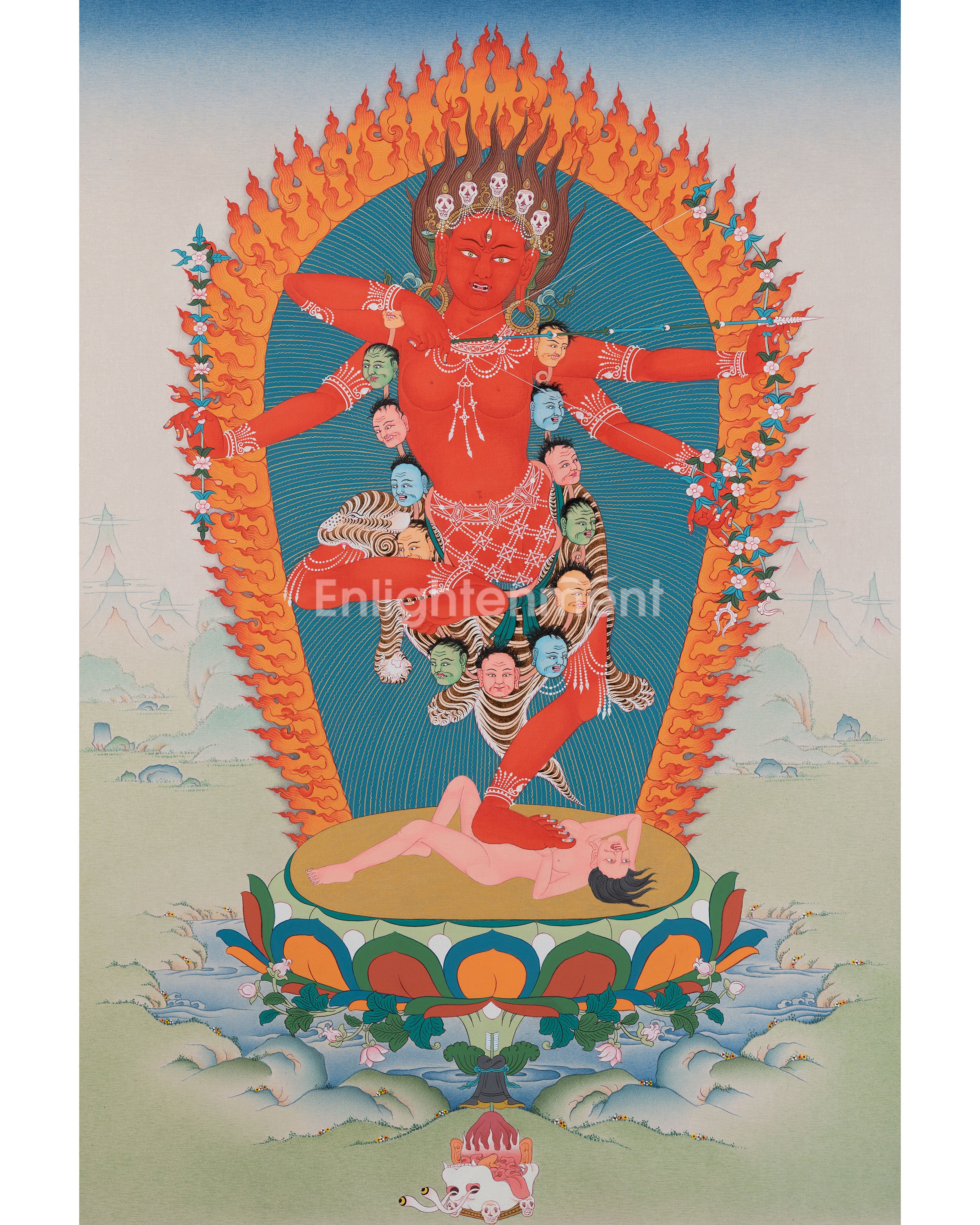 Mother Kurukulle Thangka Print | Buddhist Wall Artwork | Himalayan Wall decor
