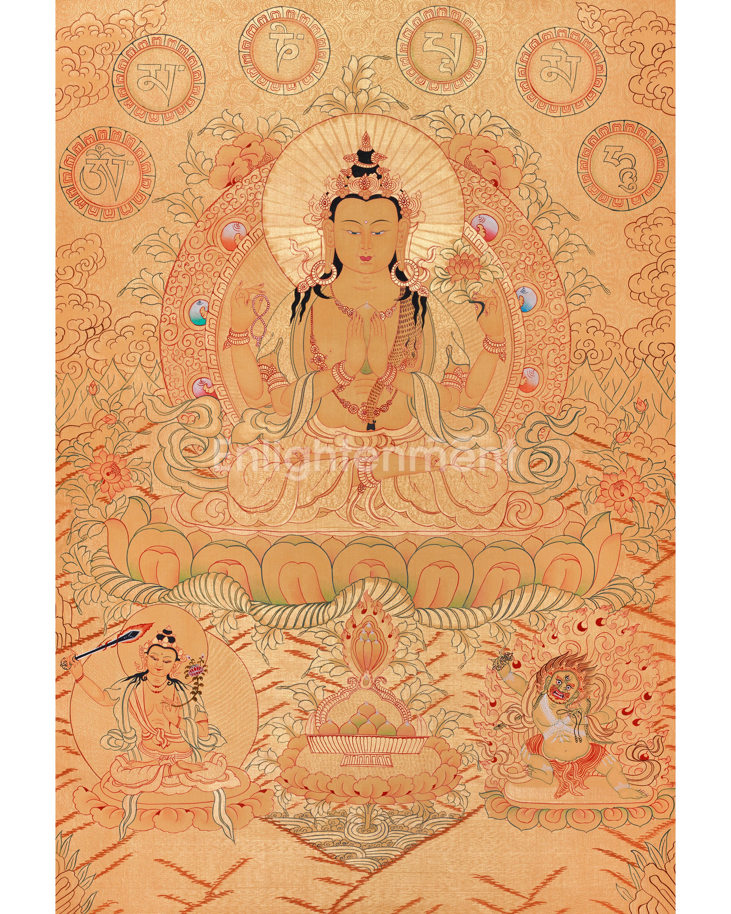 Gold Style Four Armed Chenrezig