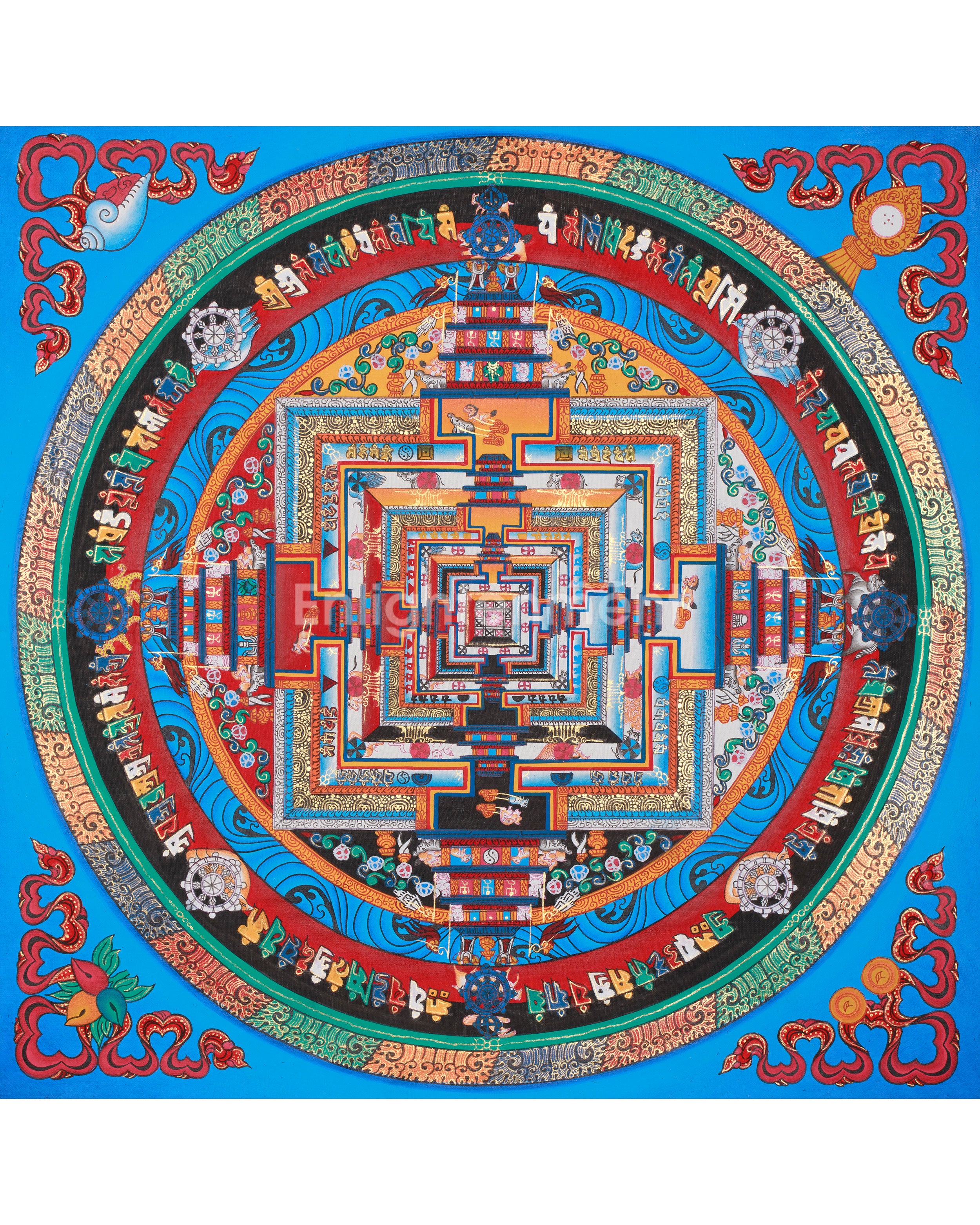 The Eight Spoked Wheel Mandala | Traditional Kalachakra Thangka