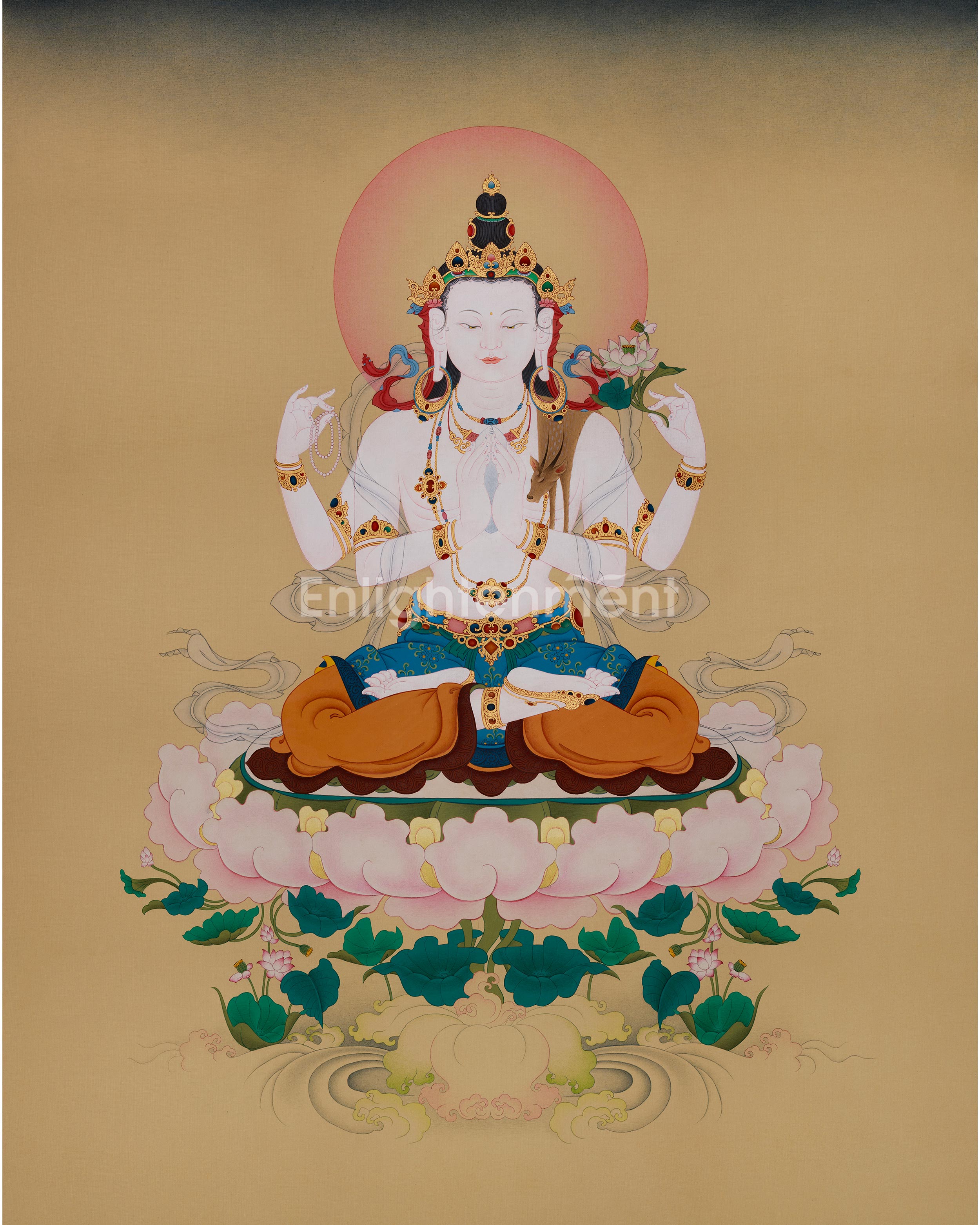 Sacred Four-Armed Chenrezig Thangka