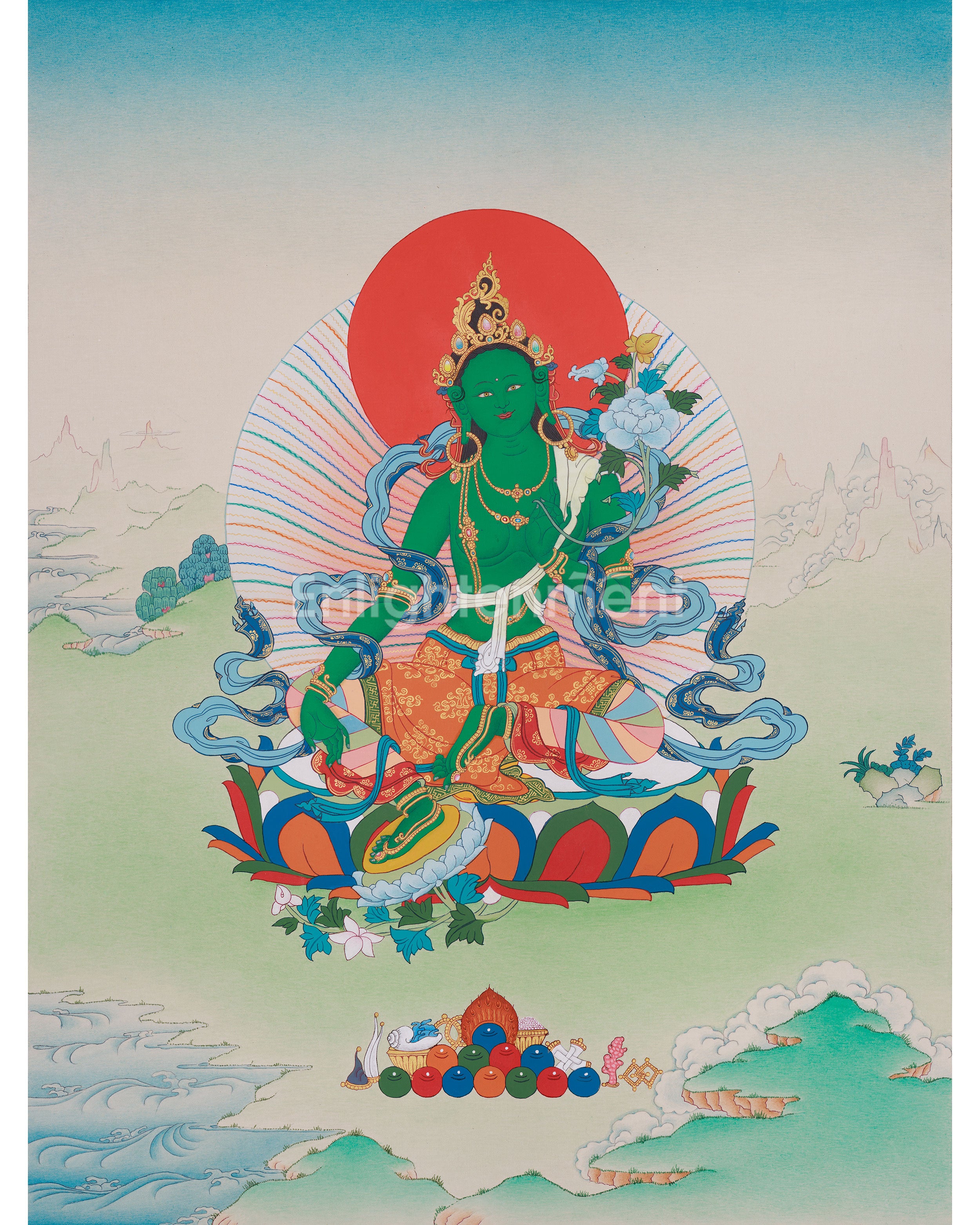 Sacred Green Tara Thangka