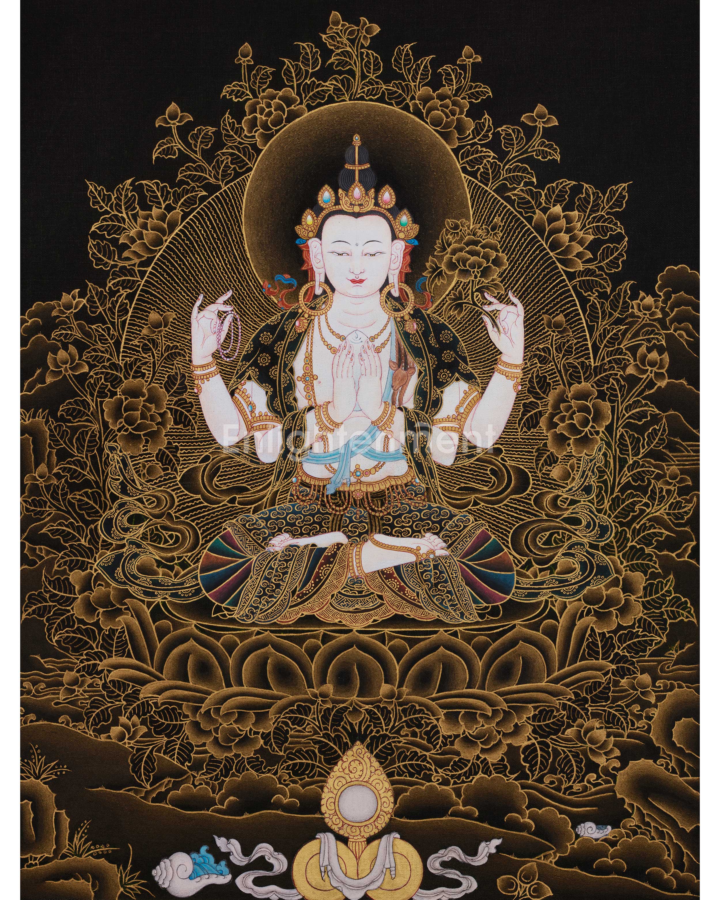 Sacred Thangka Of Chenrezig