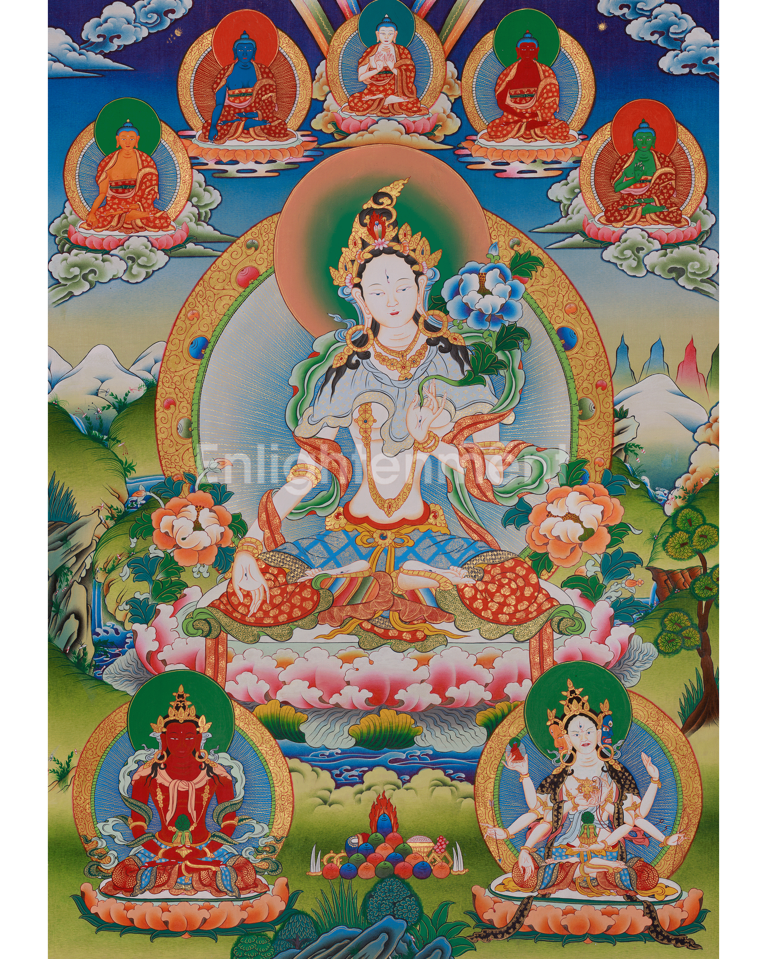 Sacred Thangka of White Tara
