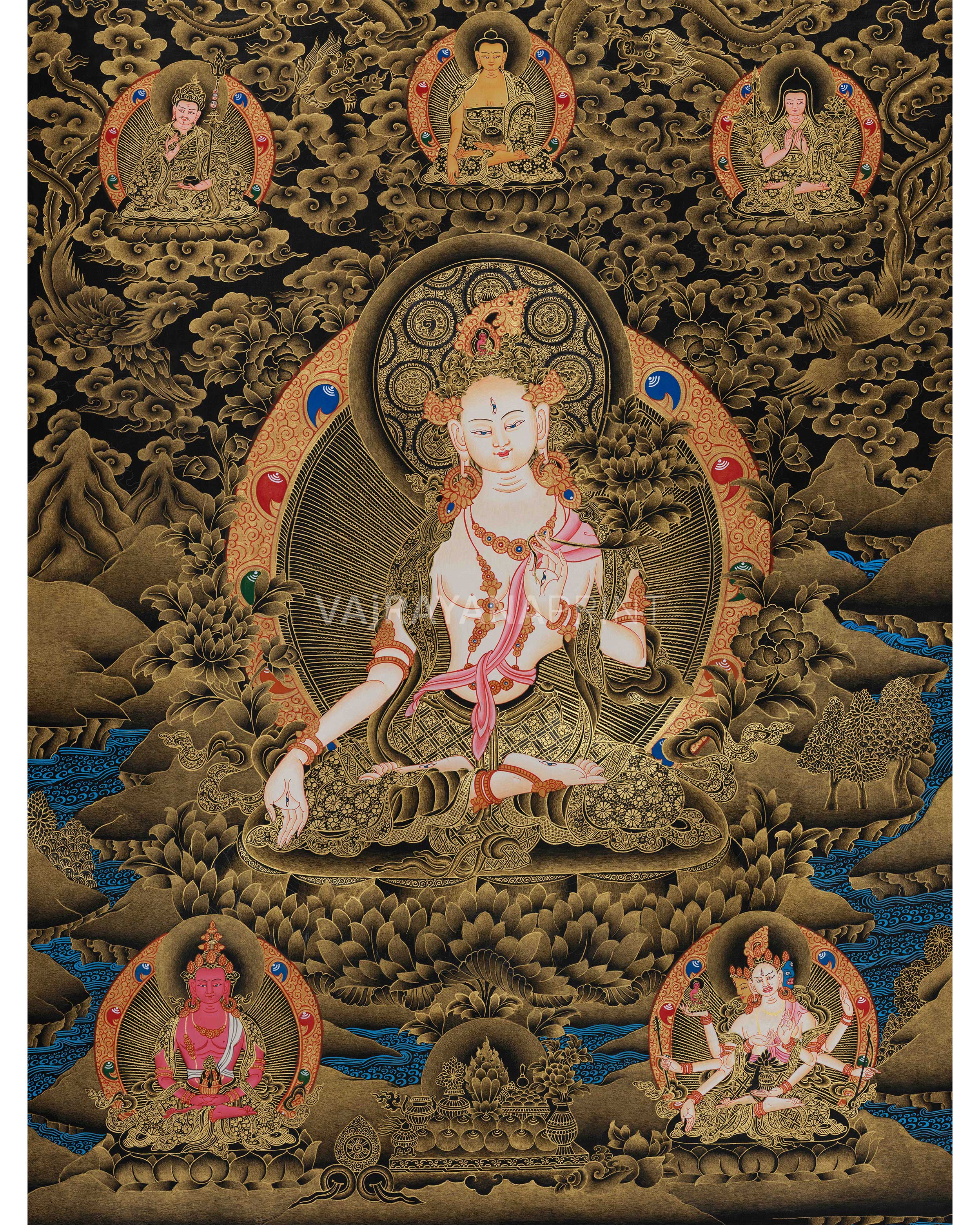 White Tara Gold Canvas Art