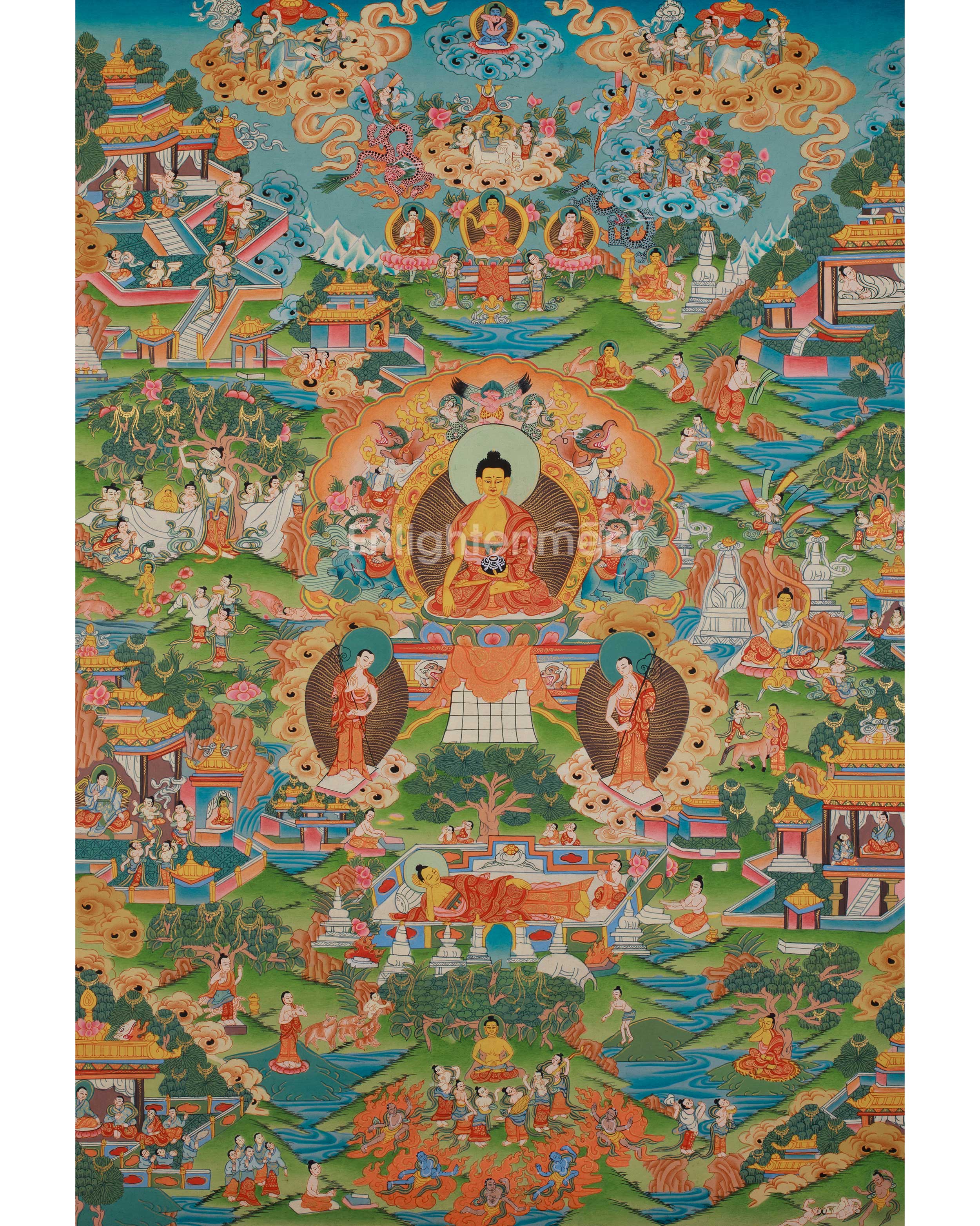 Shakyamuni Buddha Life History thangka