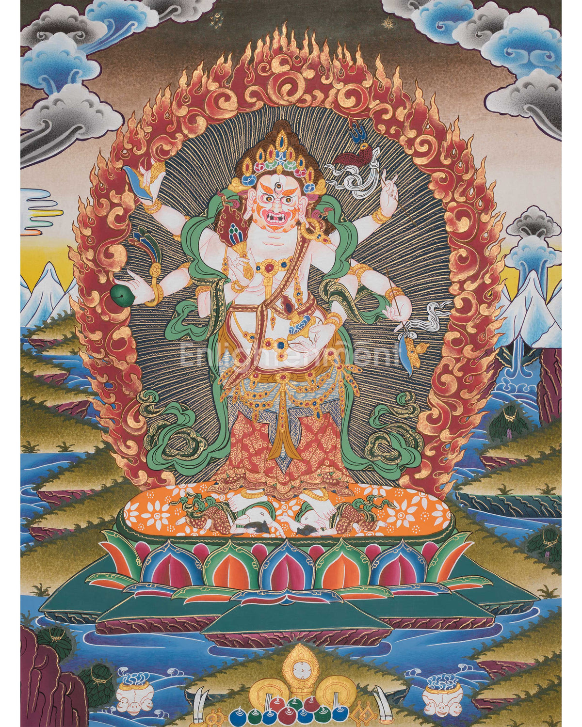 Six Armed White Mahakala Thangka