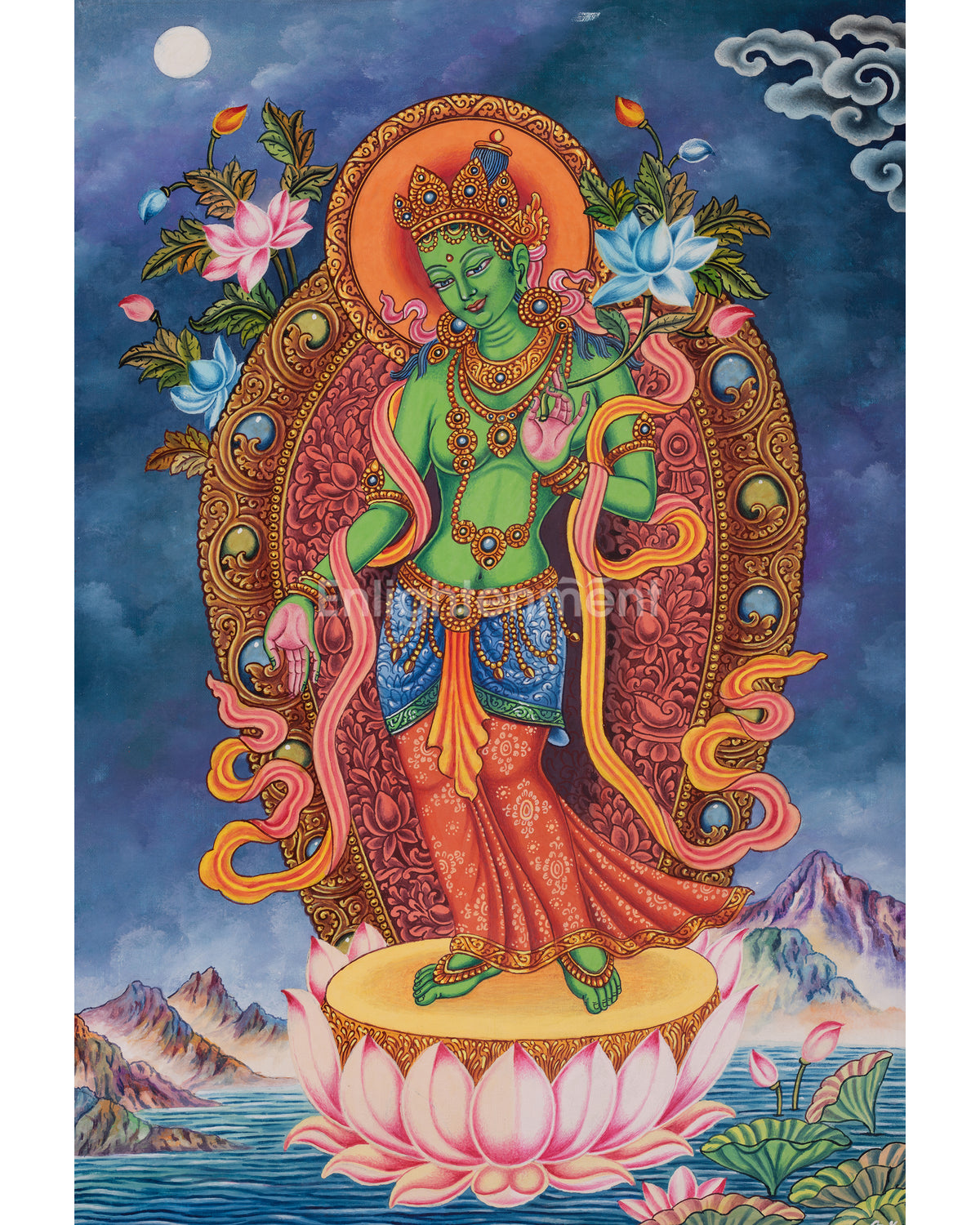 Standing Green Tara Compassionate Thangka
