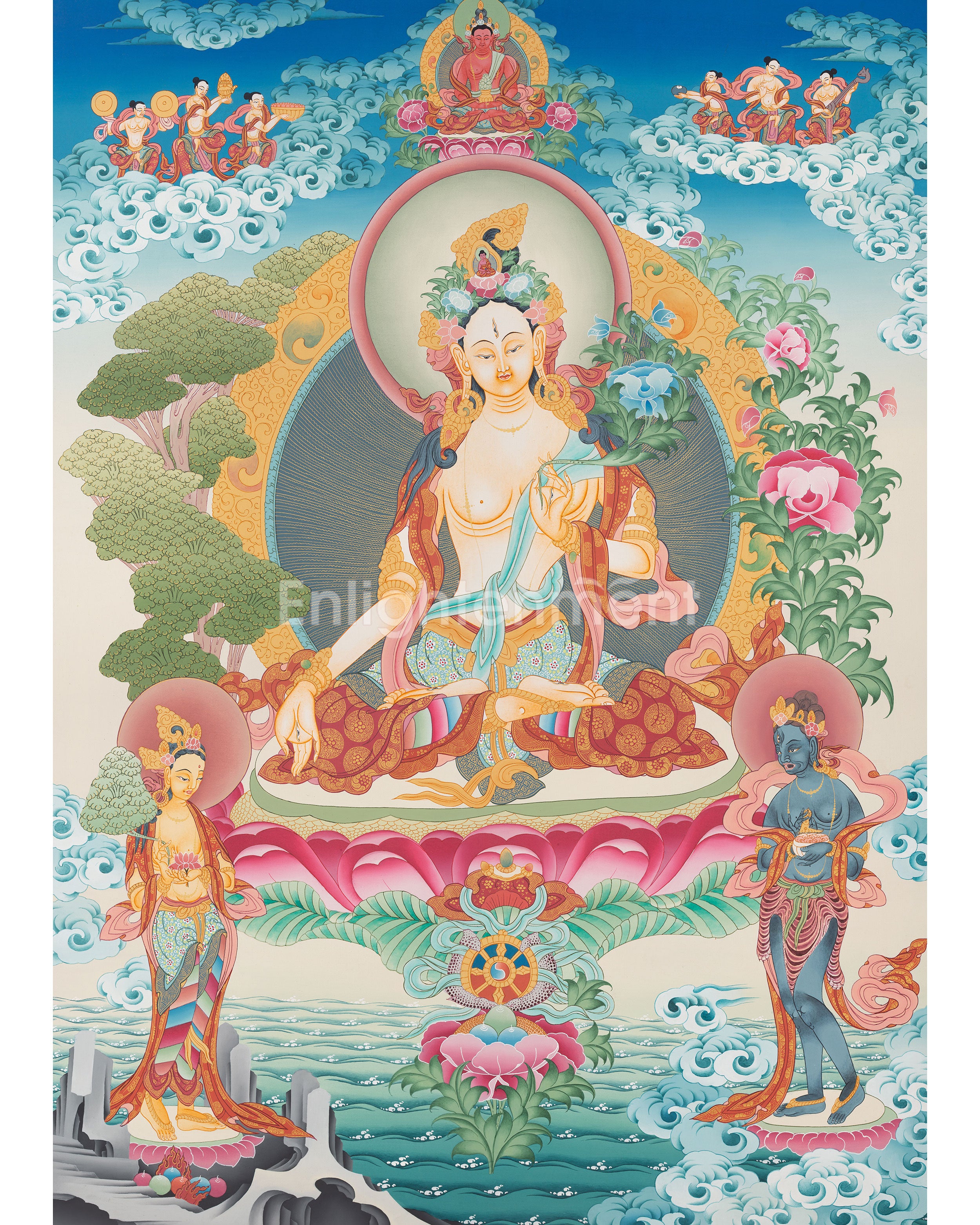 White Tara Female Buddha Thangka
