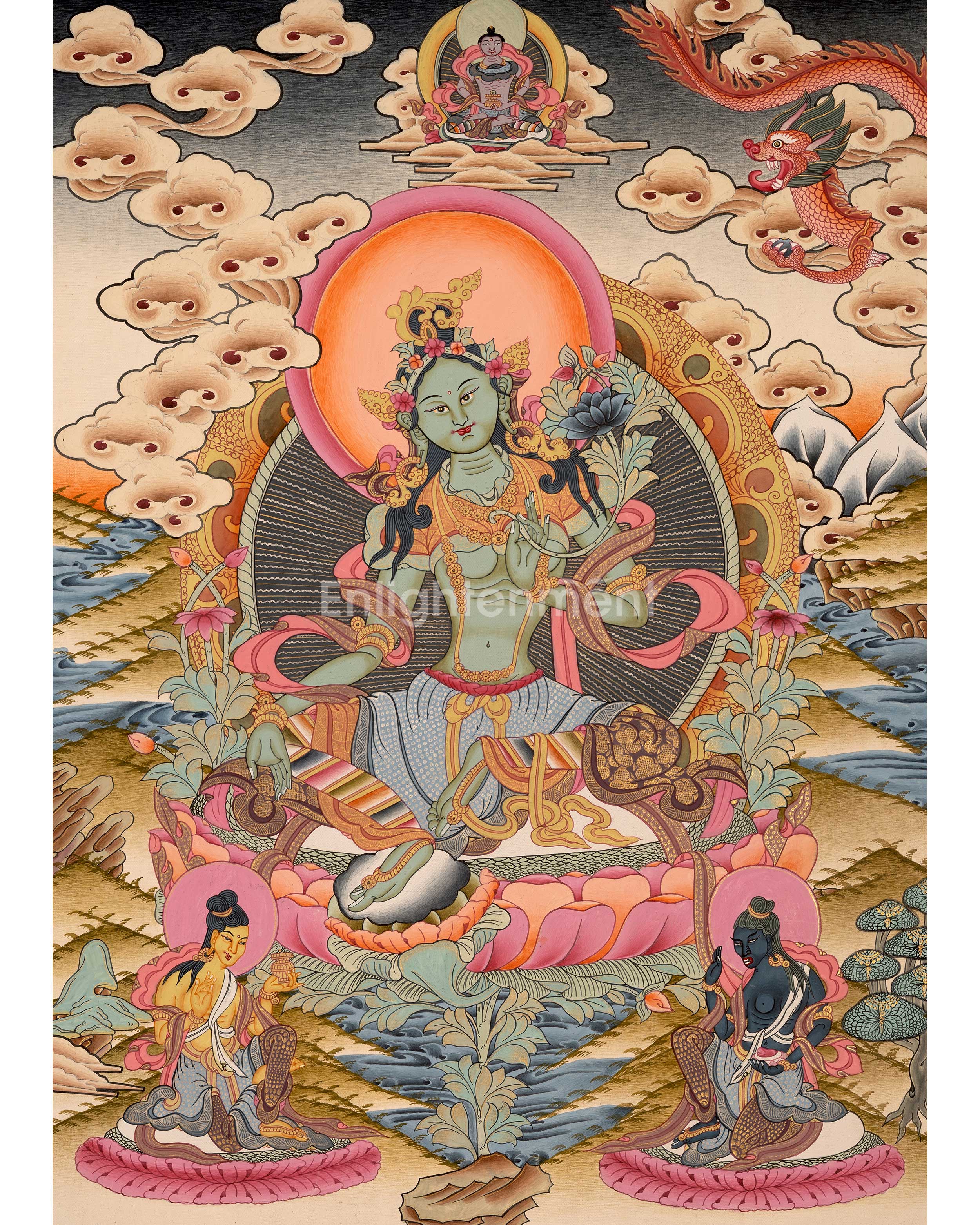Green Tara Thangka Painting