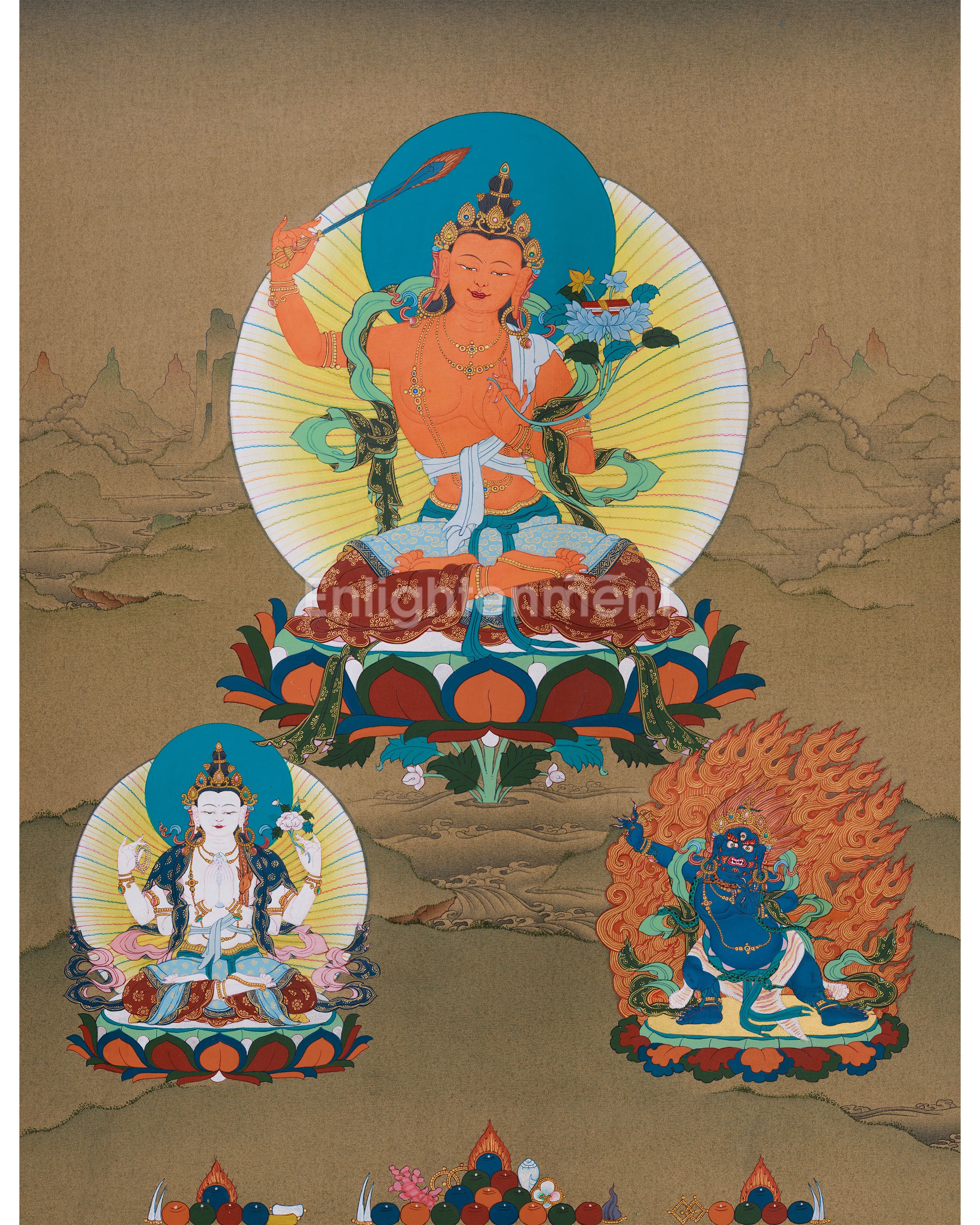 Thangka of wisdom buddha Manjushri