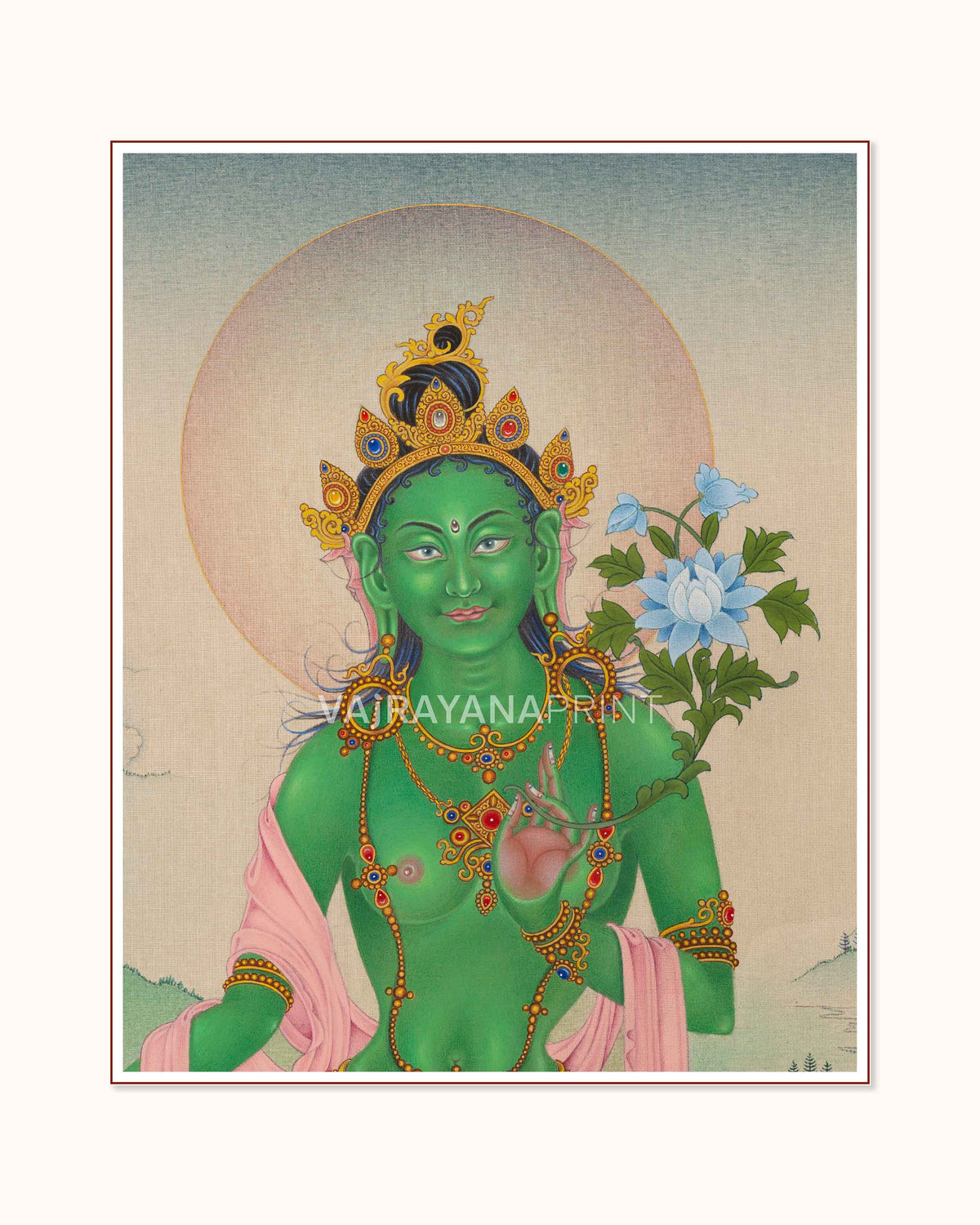The Peaceful Gaze of Buddhist Goddess Green Tara