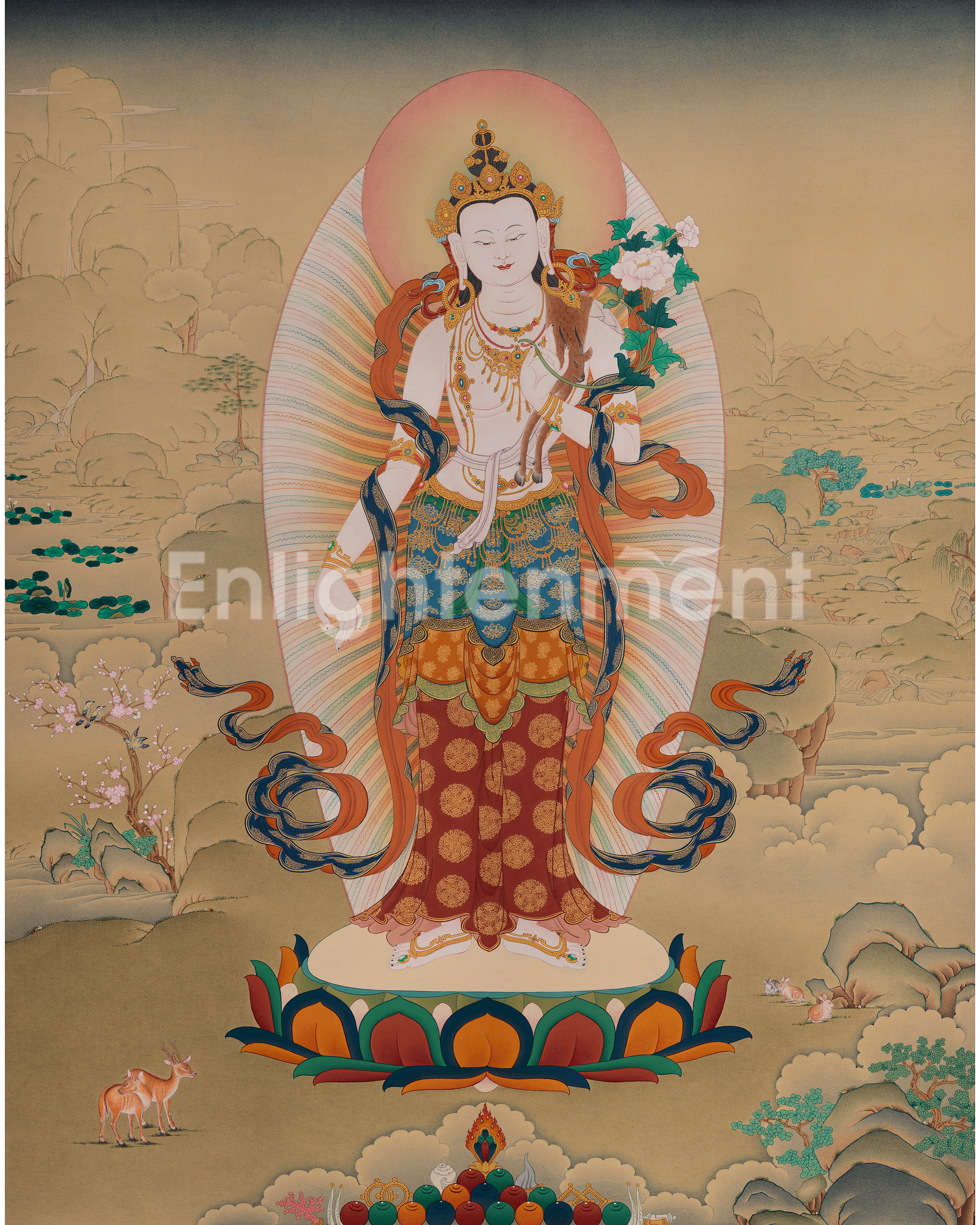 Tibetan Standing Chenrezig Thangka