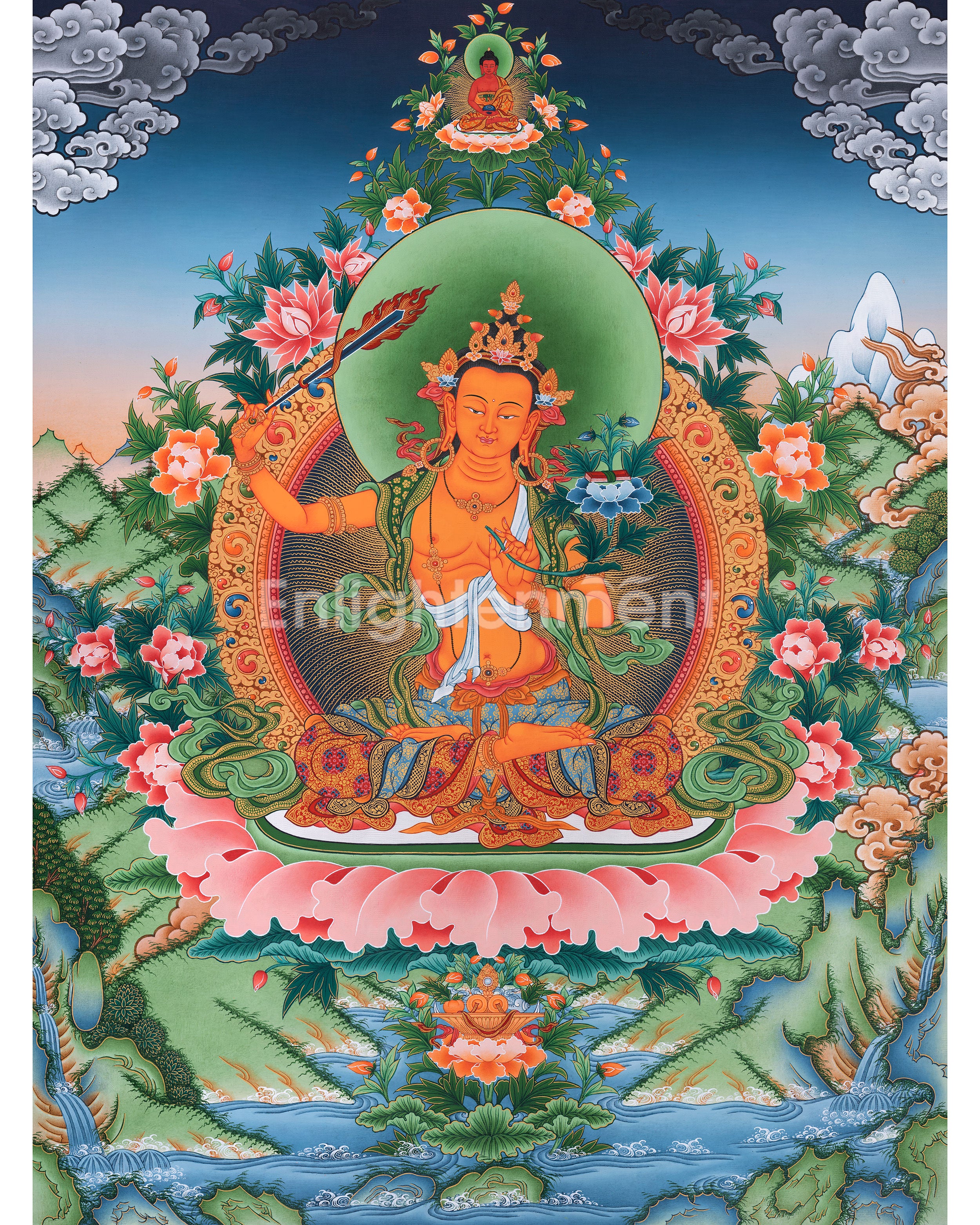 Tibetan Thangka Of Manjushri