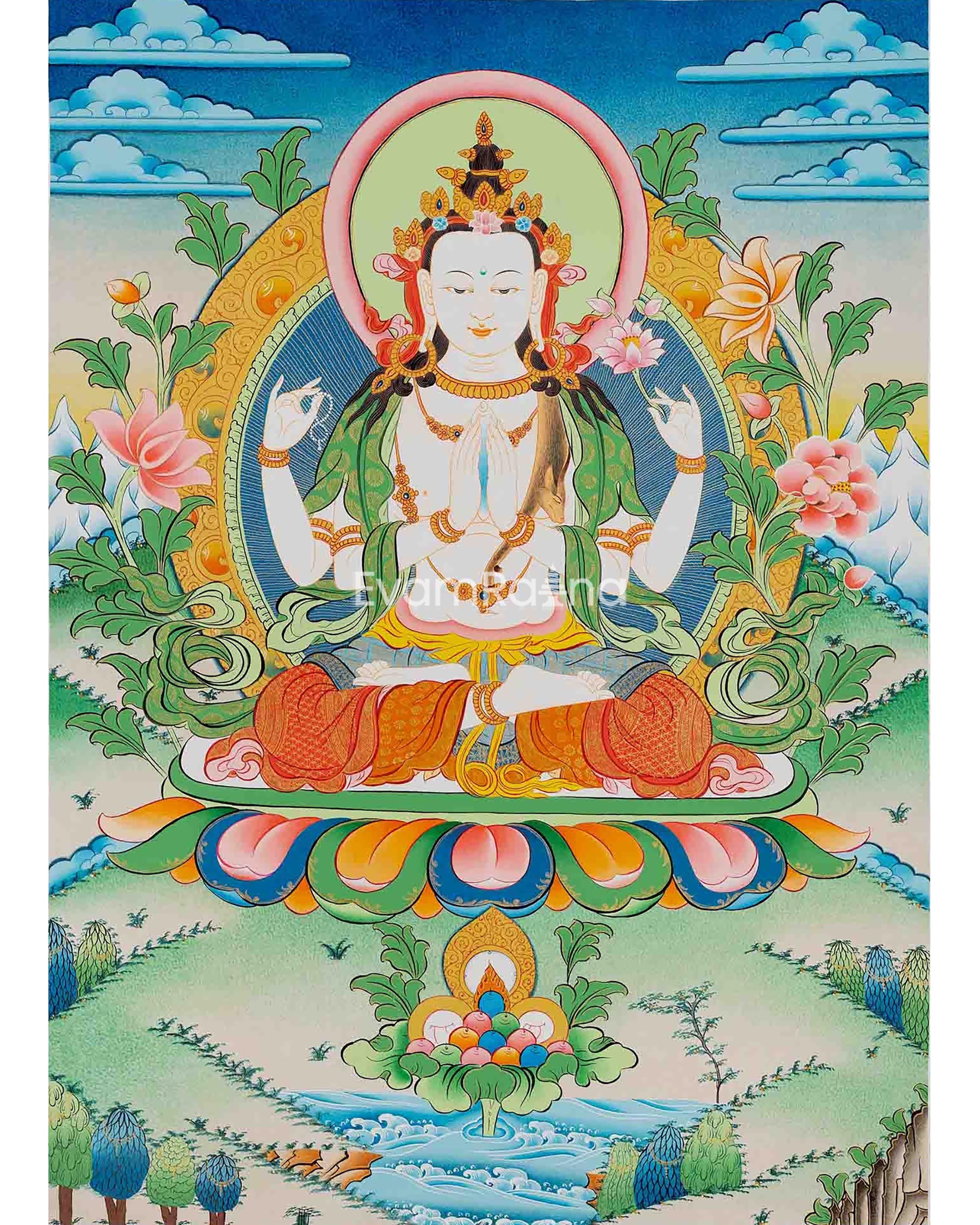 Traditional Chengrezig Thangka