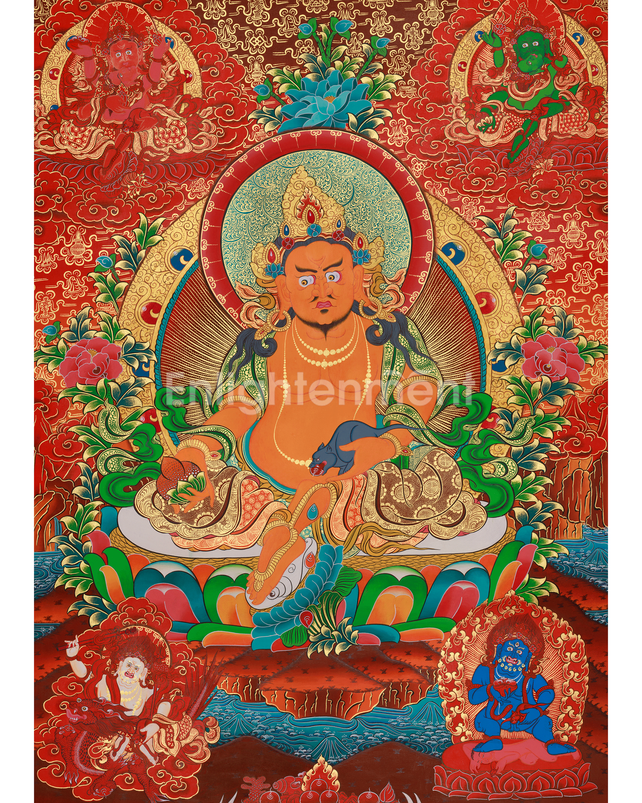 Traditional Five Dzambhala Thangka