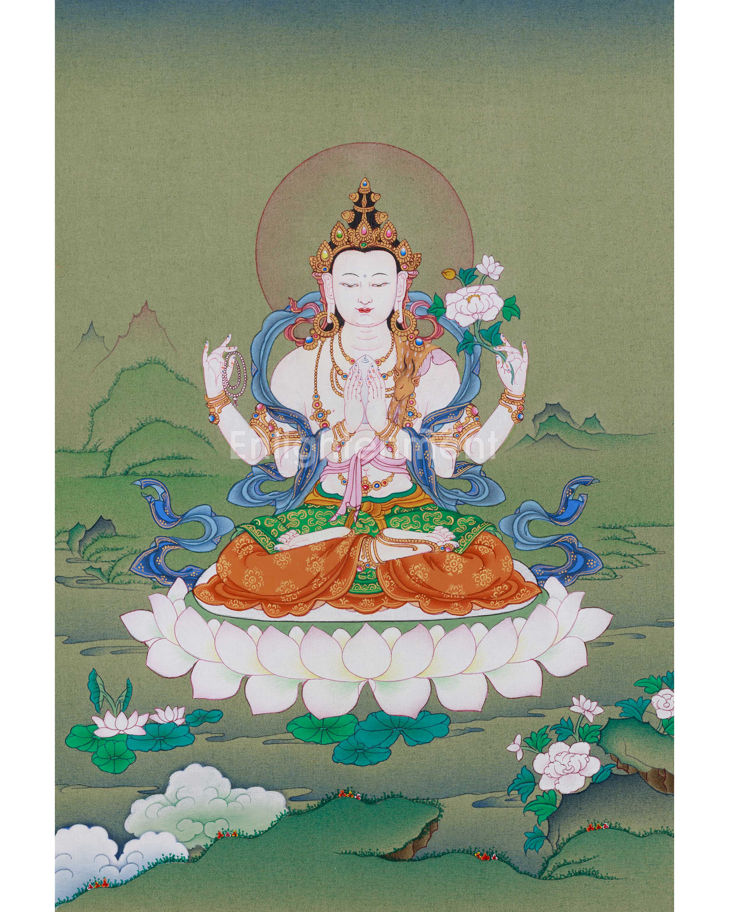 Traditional Four-Armed Avalokiteshvara Thangka